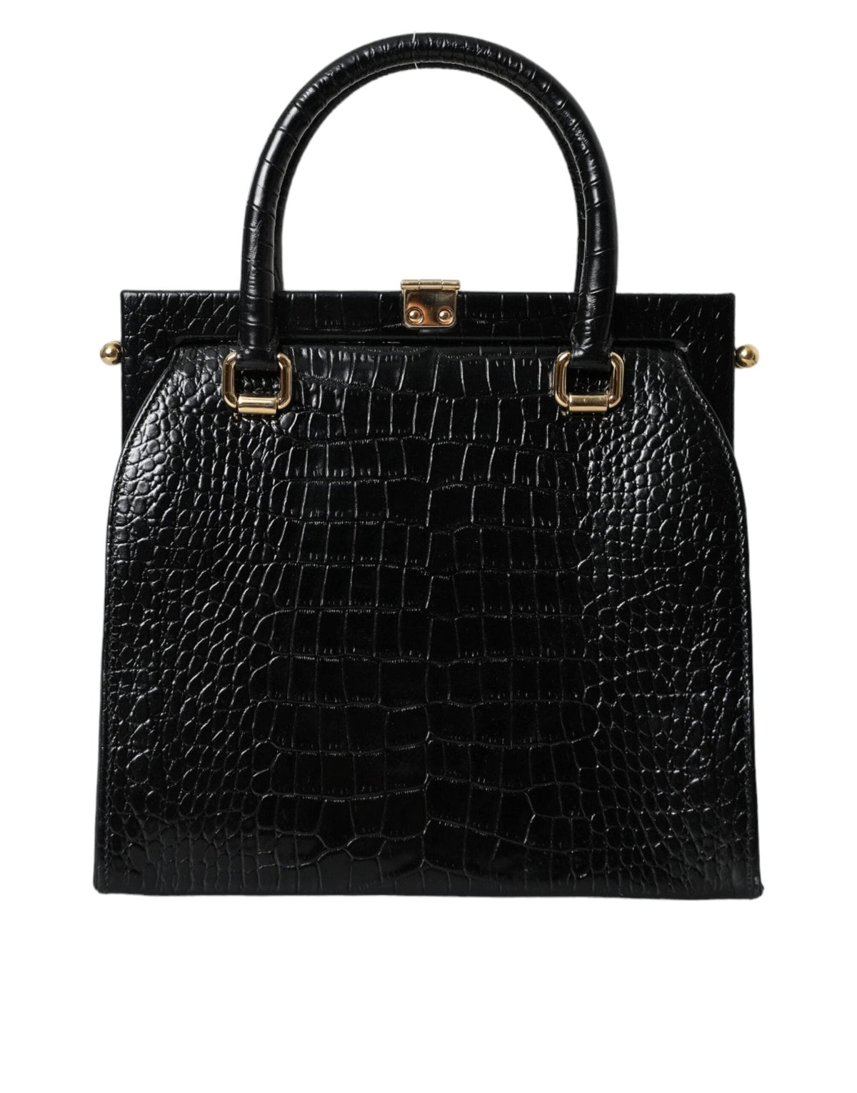 Sac fourre-tout à poignée supérieure en cuir exotique noir Dolce &amp; Gabbana pour femme