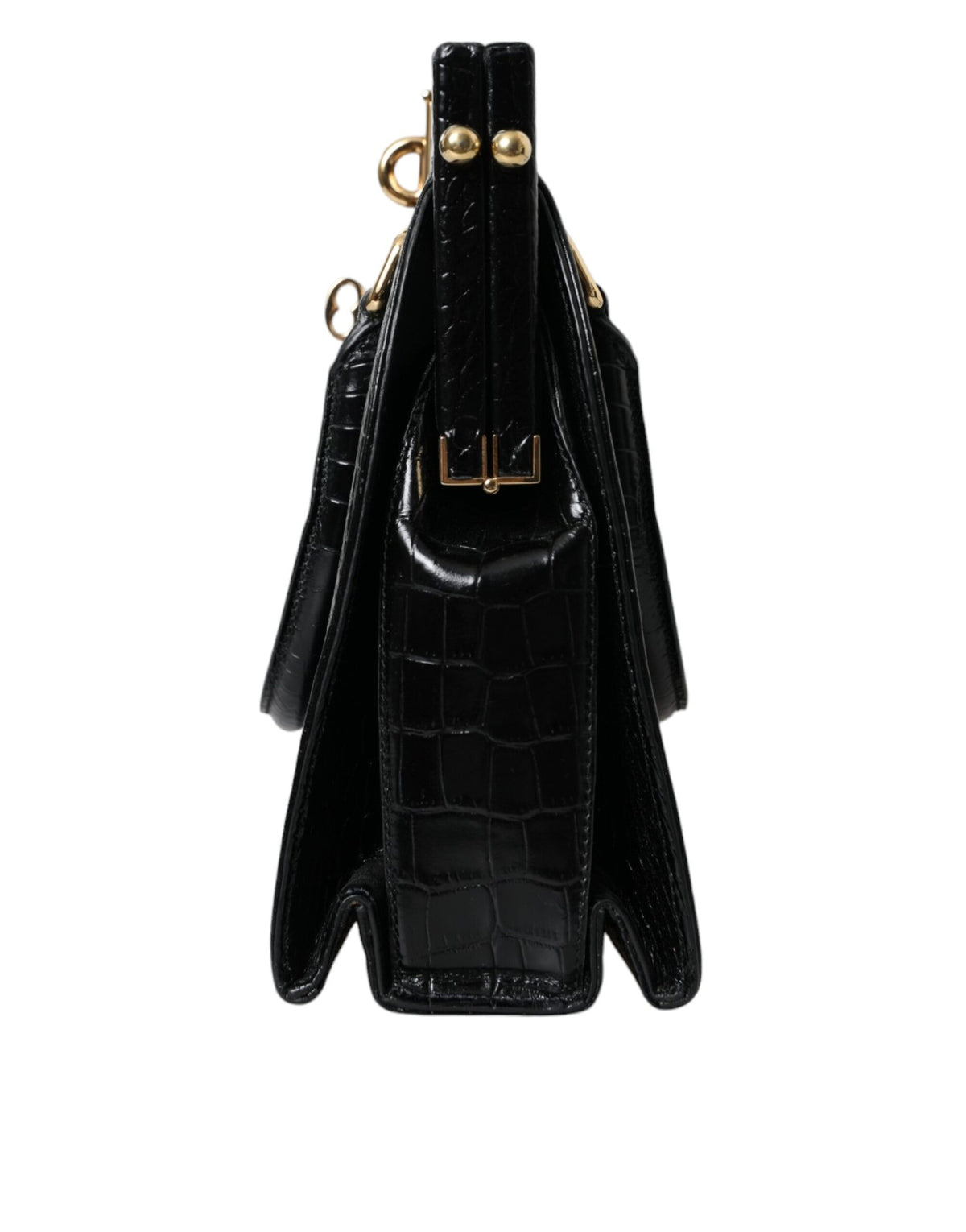 Sac fourre-tout à poignée supérieure en cuir exotique noir Dolce &amp; Gabbana pour femme