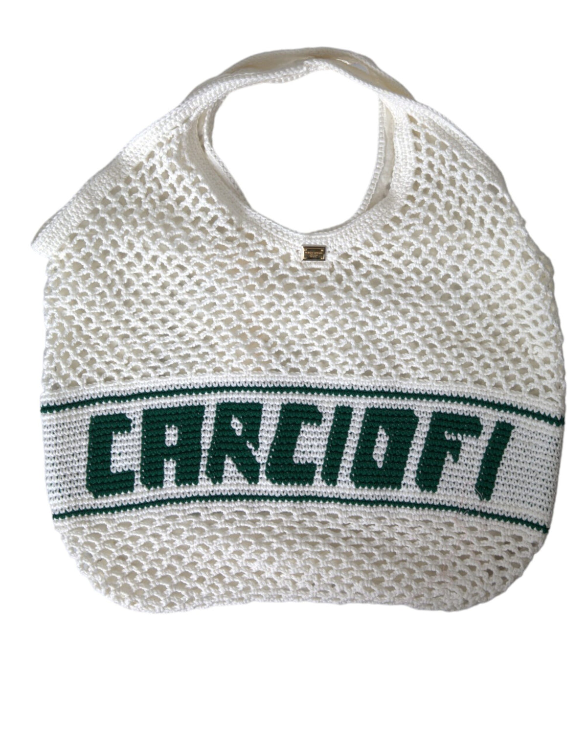 Sac fourre-tout en coton tricoté blanc vert avec logo Dolce &amp; Gabbana