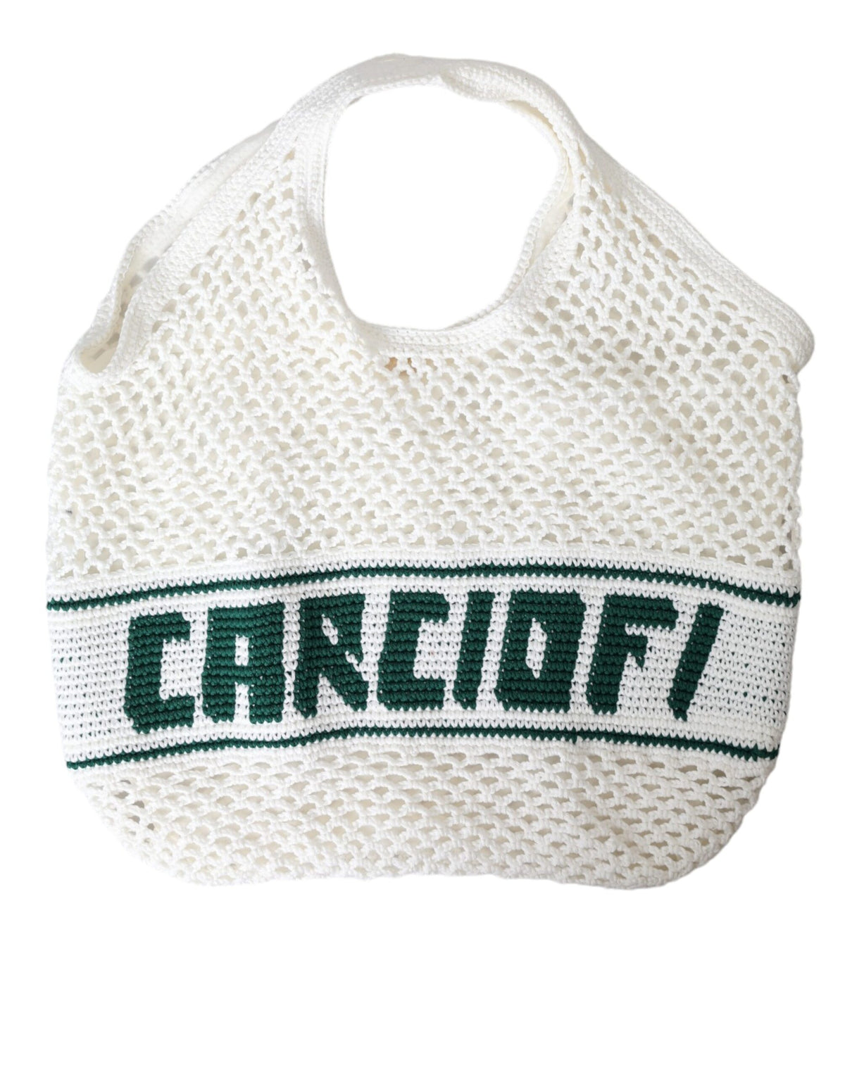 Sac fourre-tout en coton tricoté blanc vert avec logo Dolce &amp; Gabbana