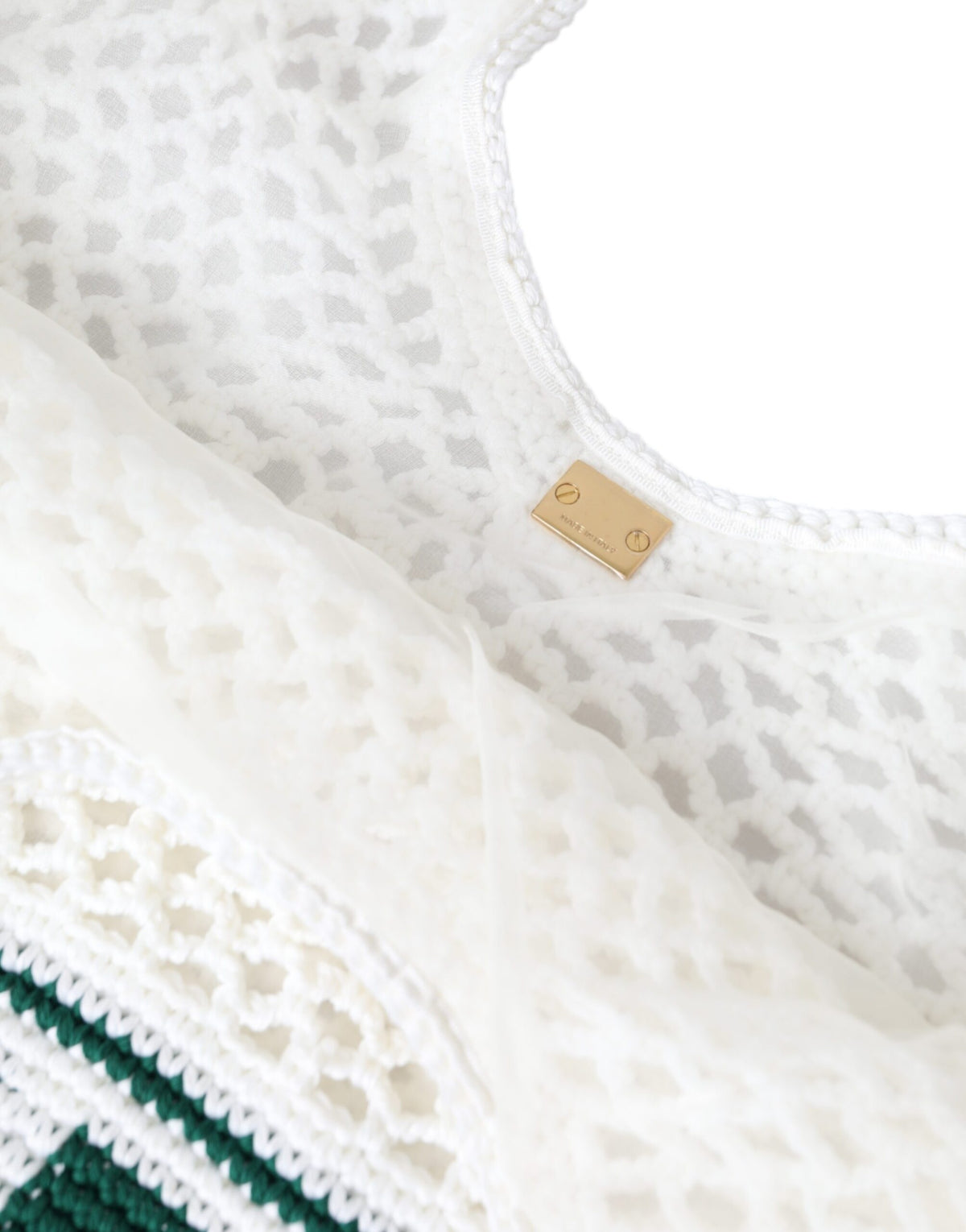 Sac fourre-tout en coton tricoté blanc vert avec logo Dolce &amp; Gabbana