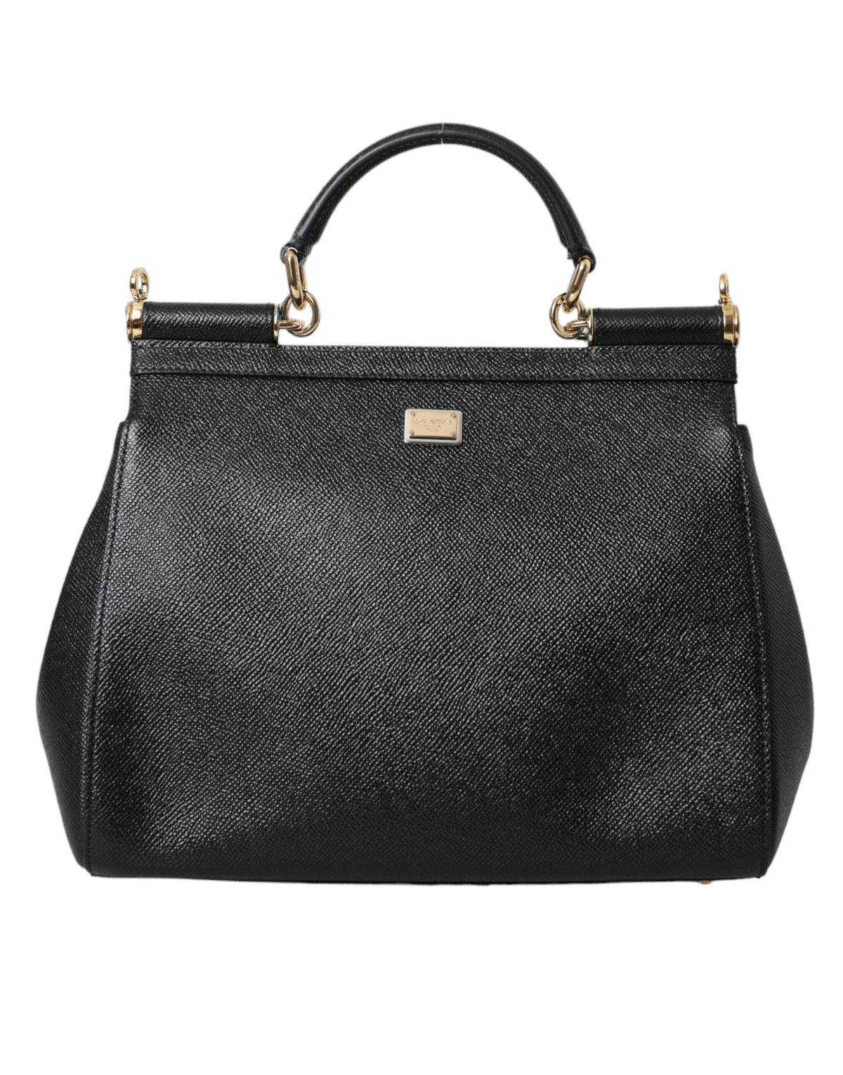 Bolso de mano con asa superior y parche #DGFamily de piel negra de Dolce &amp; Gabbana