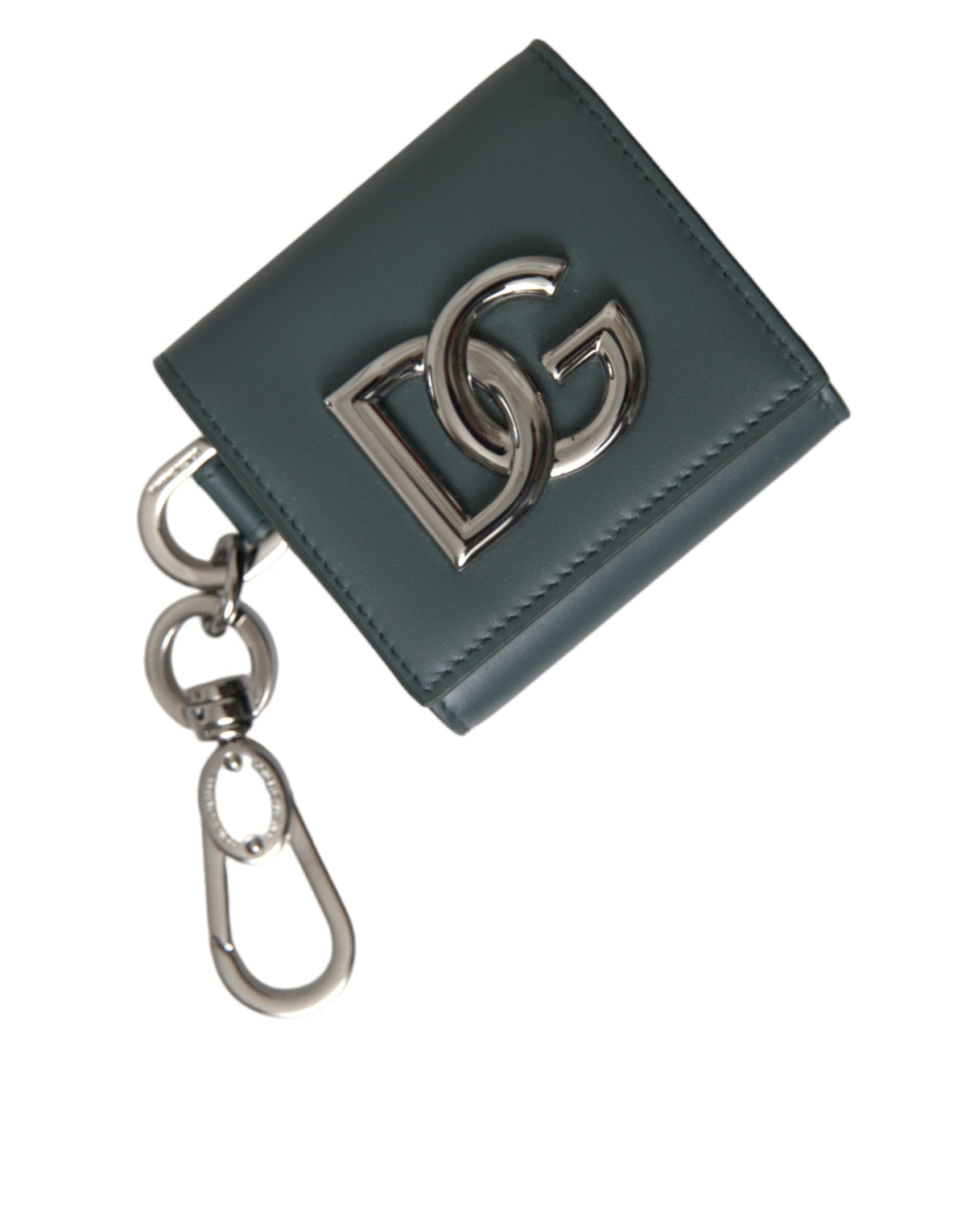 Porte-clés en cuir vert Dolce &amp; Gabbana avec logo DG