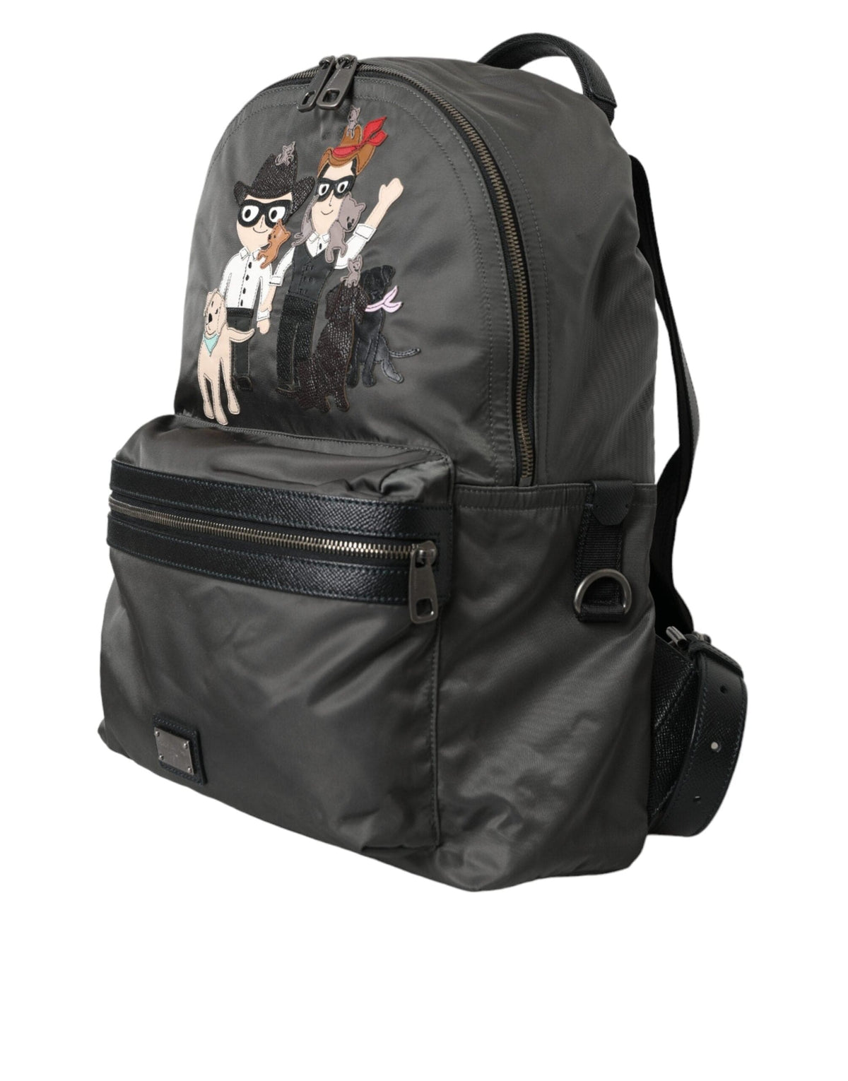 Mochila para hombre con parche #DGFamily de nailon gris oscuro de Dolce &amp; Gabbana