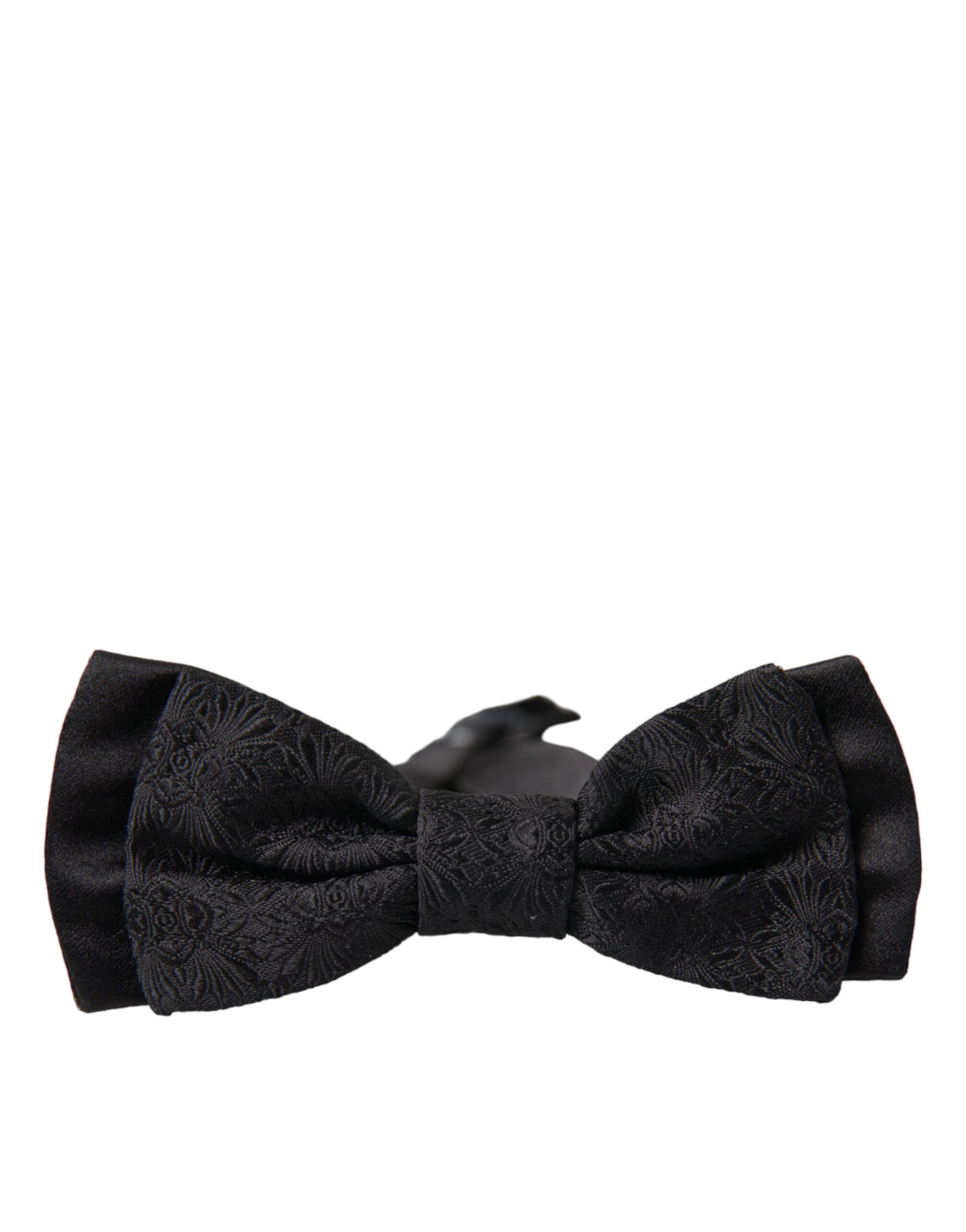 Dolce & Gabbana Black Brocade Silk Adjustable Neck Men Bow Tie