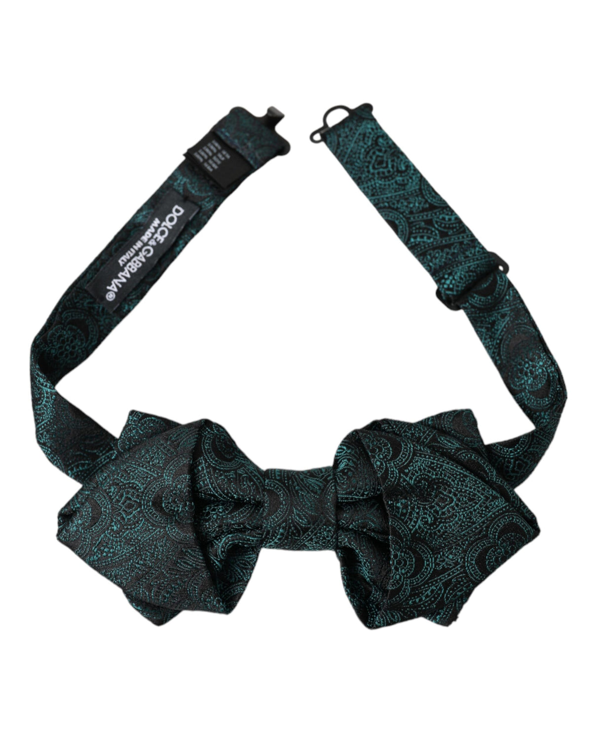 Dolce & Gabbana Green Bandana Silk Adjustable Neck Bow Tie