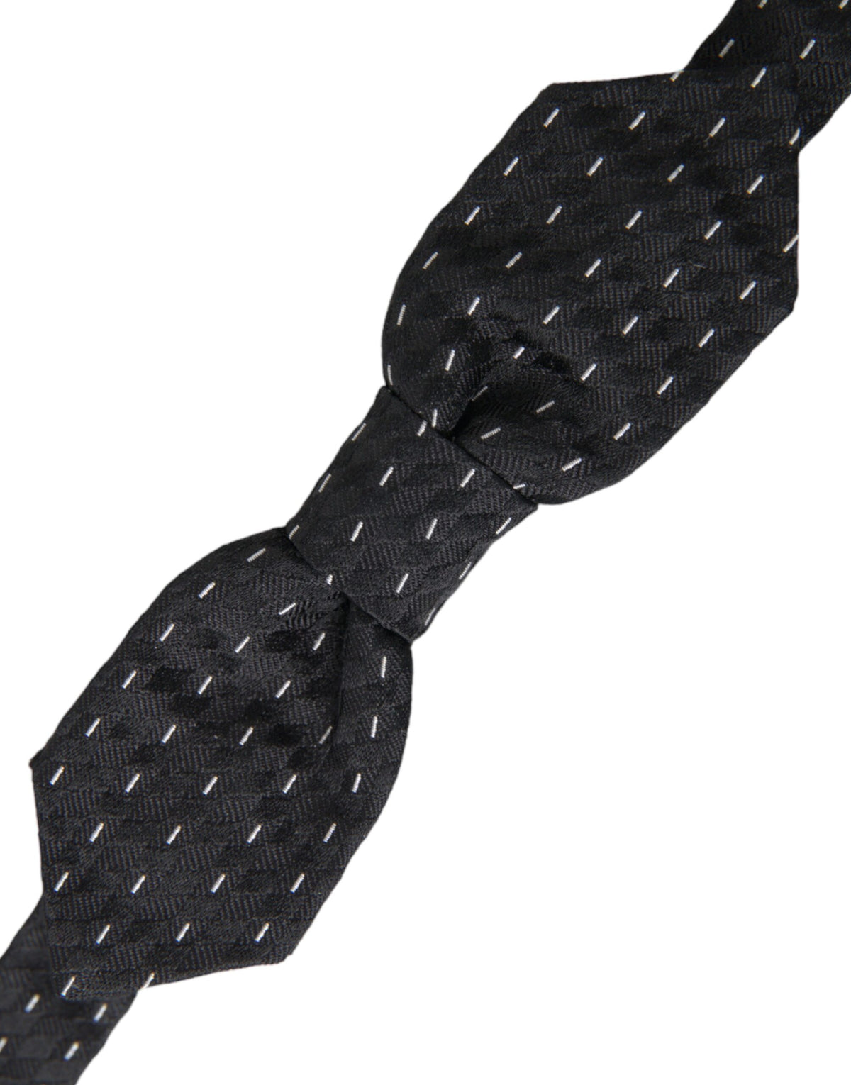 Dolce & Gabbana Black White Stitched Silk Men Neck Bow Tie