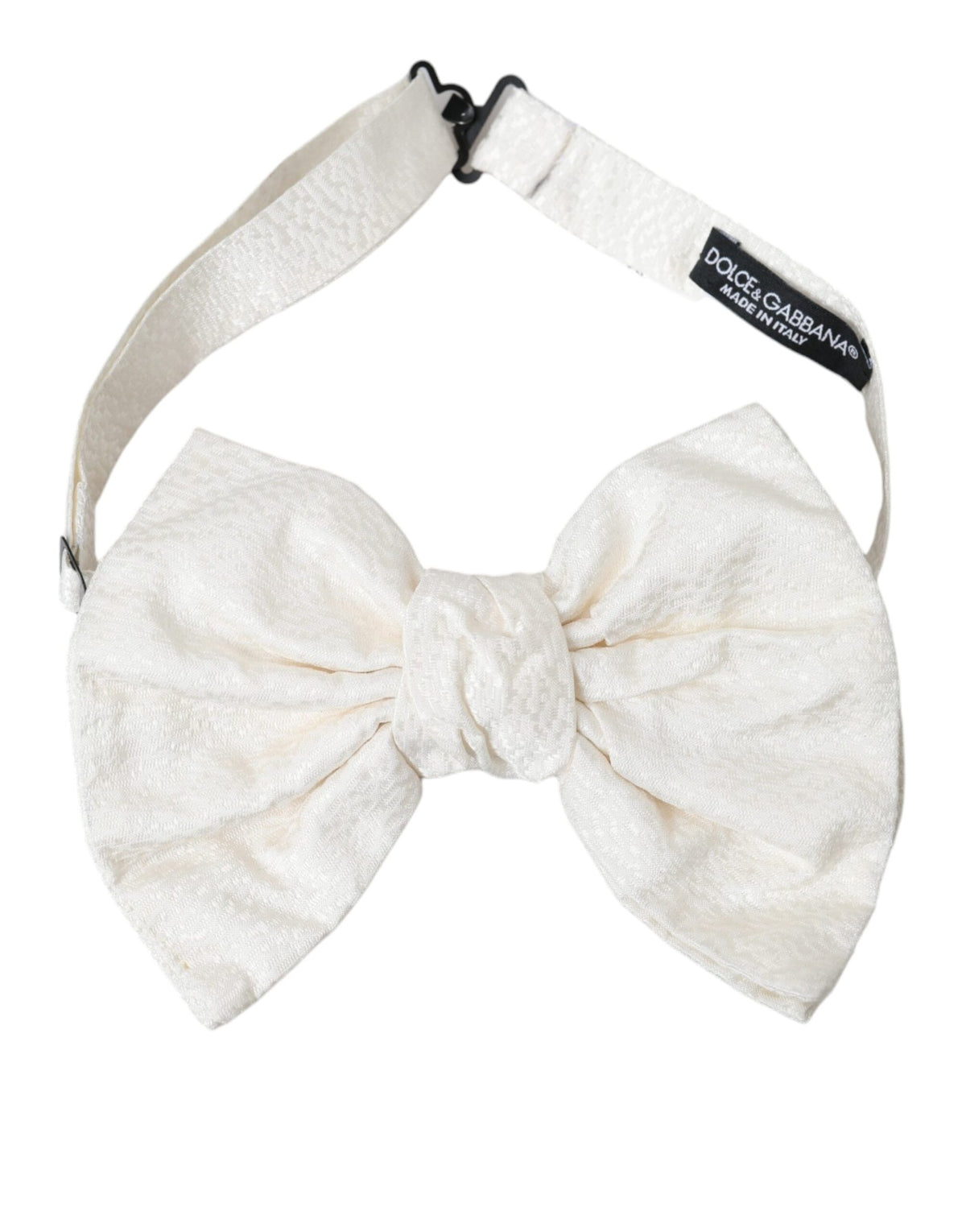 Nœud papillon ajustable en coton texturé blanc Dolce &amp; Gabbana