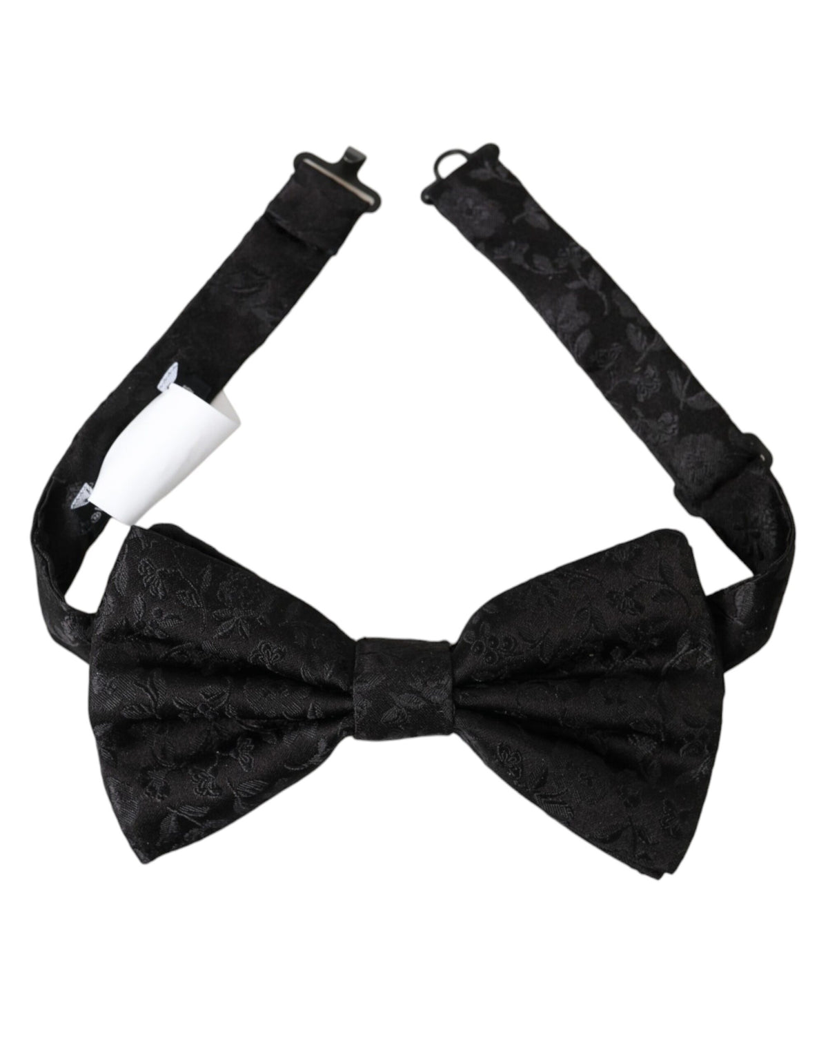 Dolce & Gabbana Black Brocade Silk Adjustable Neck Men Bow Tie