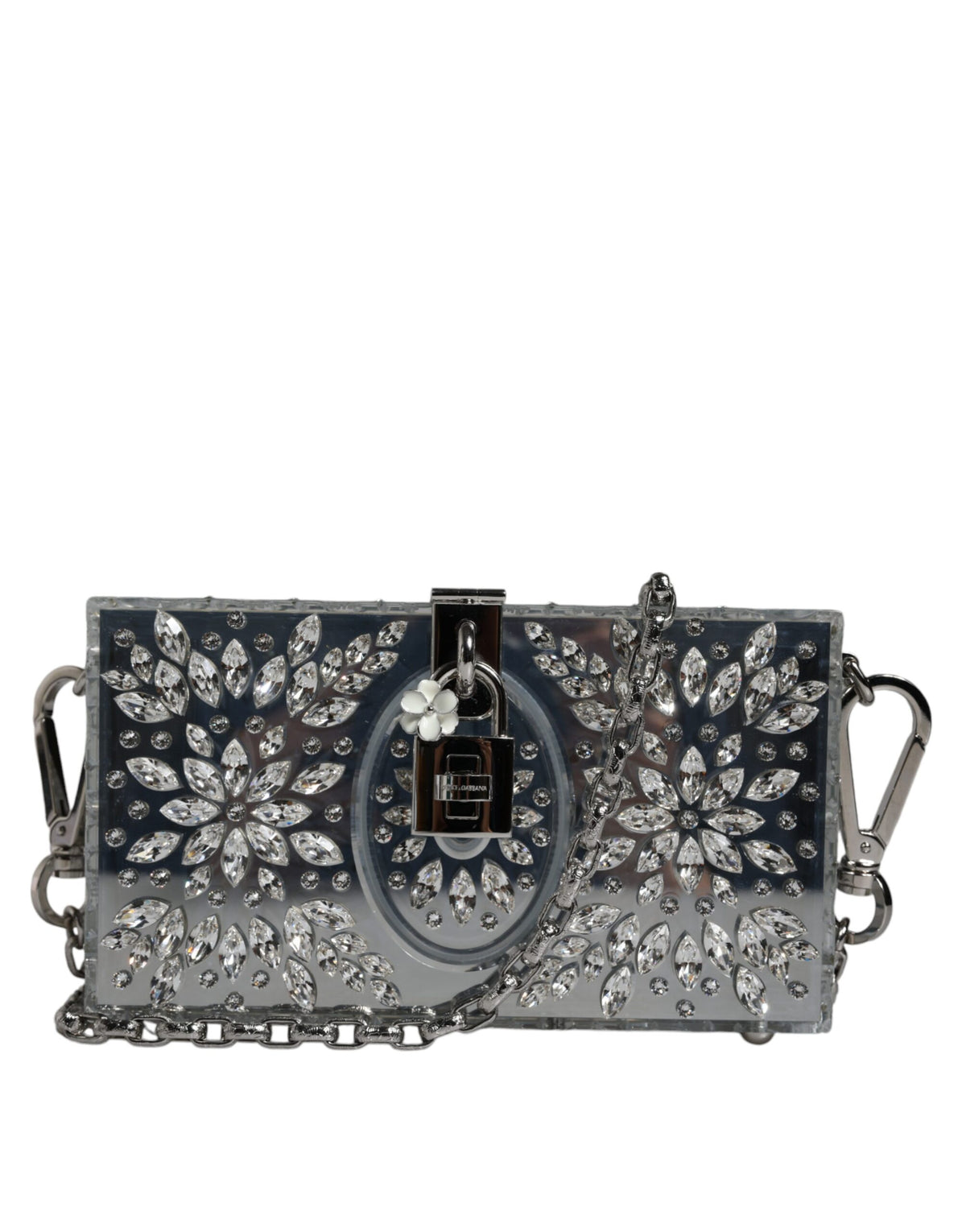 Dolce & Gabbana Silver Plexiglass Clutch Mini Evening Purse Bag