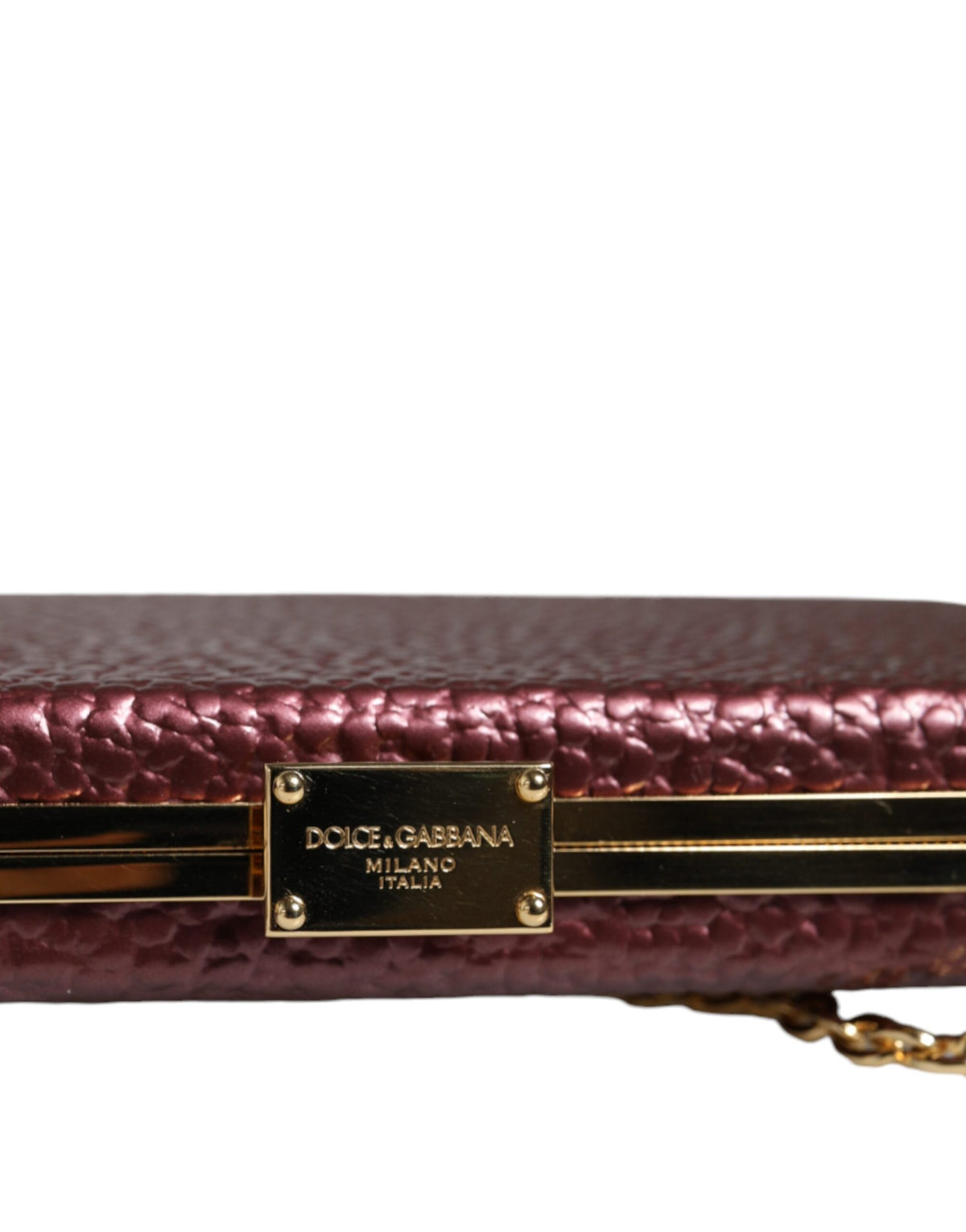 Dolce & Gabbana Maroon Leather Clutch Evening Crossbody Bag