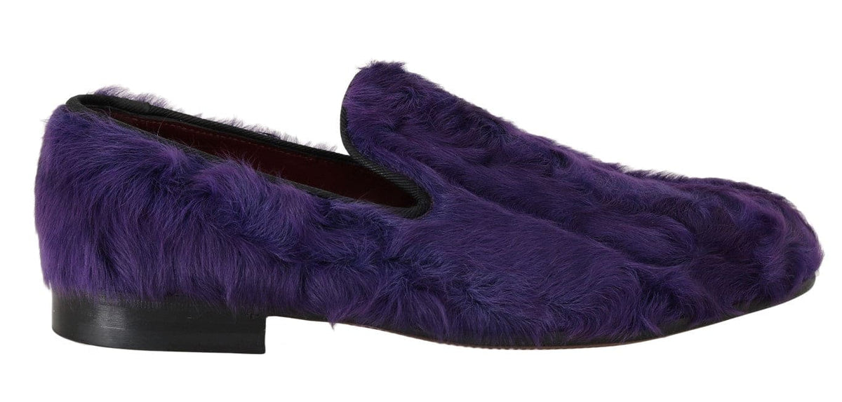 Mocassins en fourrure de mouton violets en peluche Dolce &amp; Gabbana