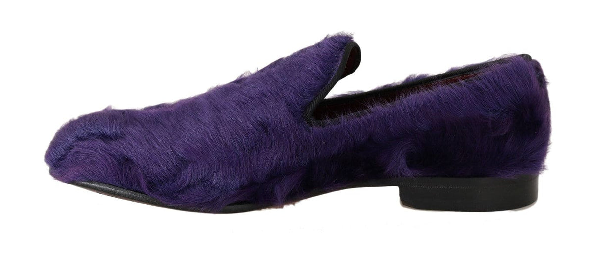 Mocassins en fourrure de mouton violets en peluche Dolce &amp; Gabbana