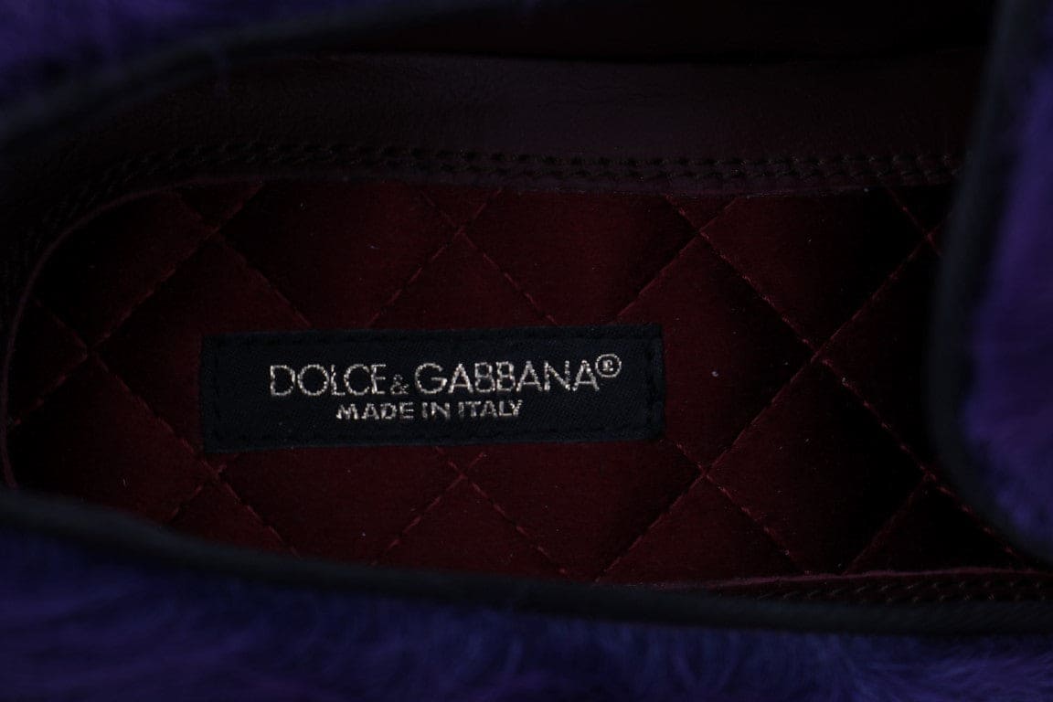 Mocassins en fourrure de mouton violets en peluche Dolce &amp; Gabbana