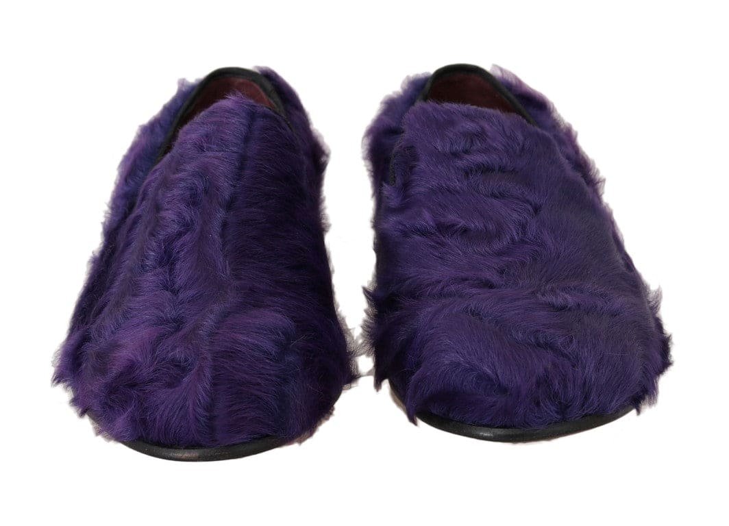 Mocassins en fourrure de mouton violets en peluche Dolce &amp; Gabbana