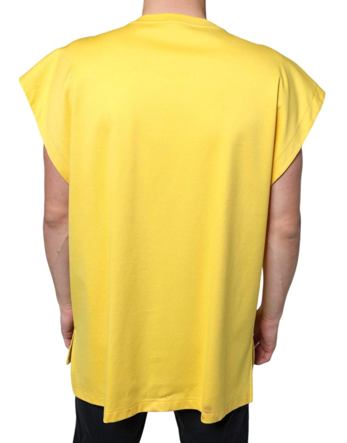 Dolce & Gabbana Yellow Cotton Crystal Sleeveless T-shirt