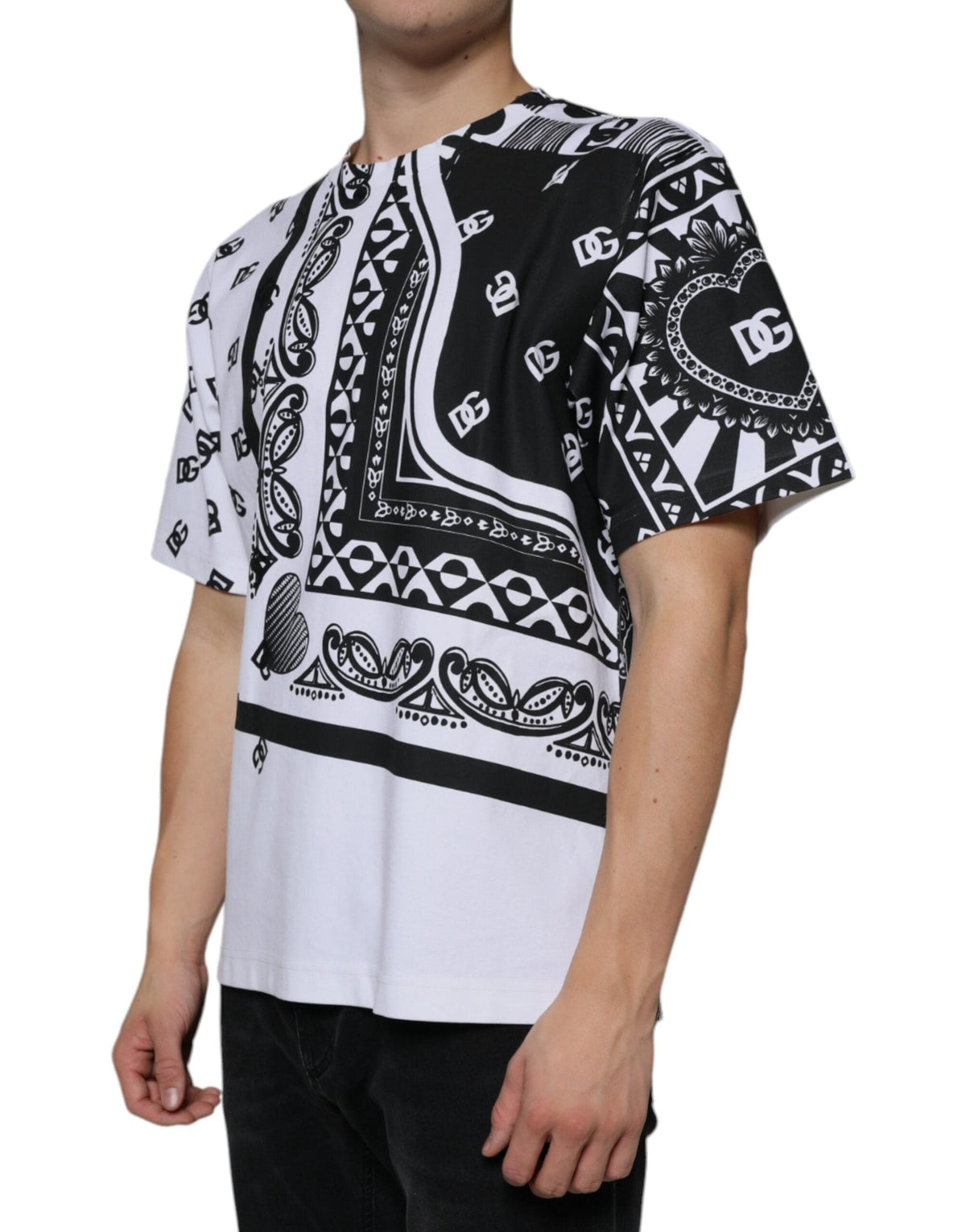 Dolce & Gabbana White Bandana Print Cotton Short Sleeves T-shirt