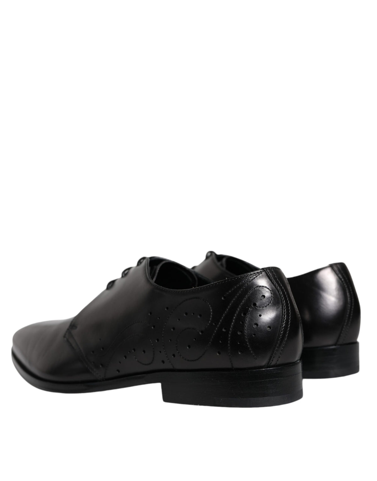 Dolce & Gabbana Black Calfskin Leather Derby Men Dress Shoes