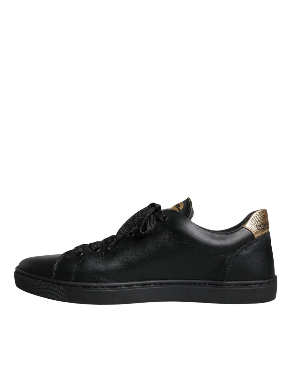 Dolce & Gabbana Black Leather Heart Low Top Casual Sneaker Shoes