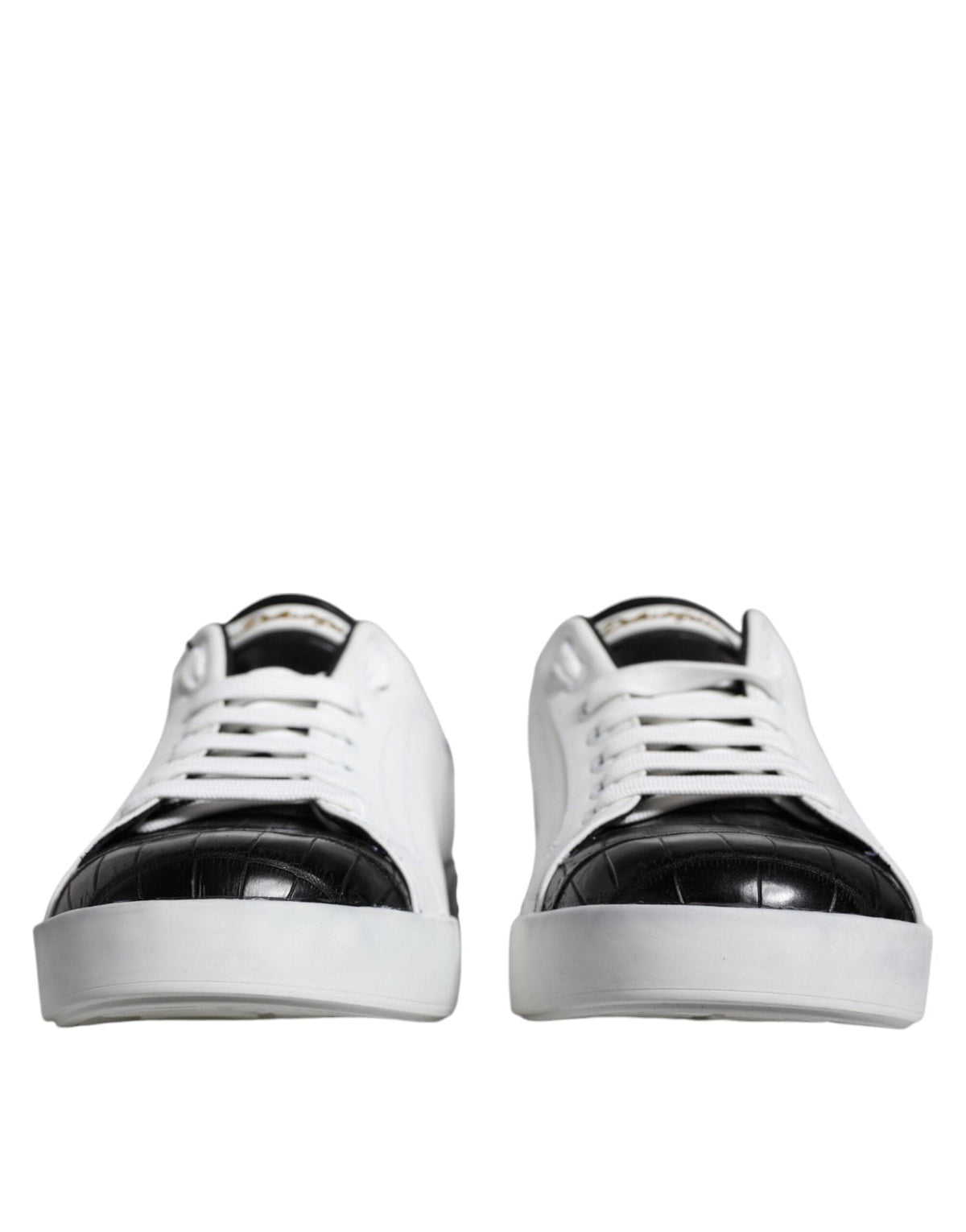 Dolce & Gabbana White Leather Logo Portofino Sneaker Shoes