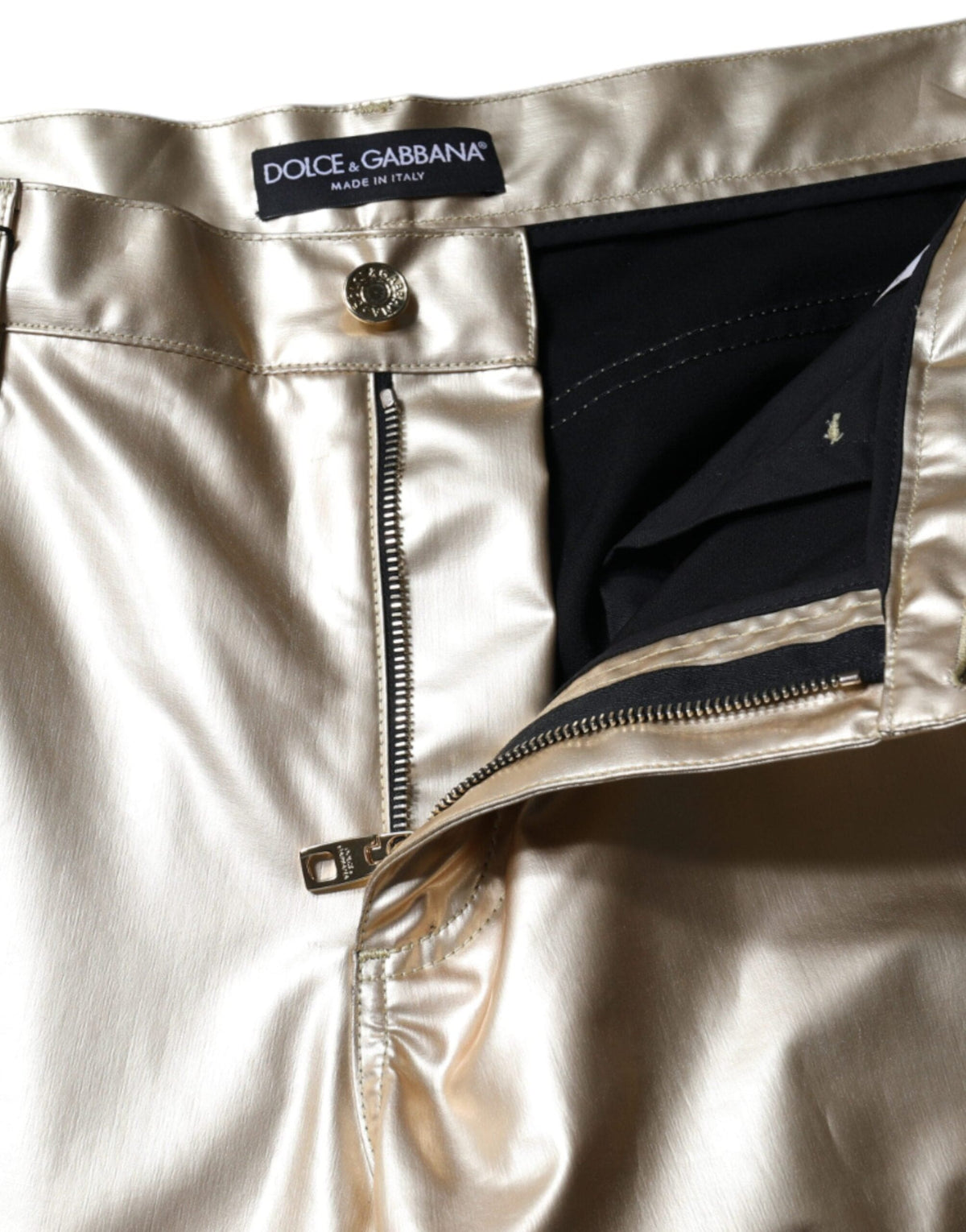 Dolce & Gabbana Metallic Gold Polyester Tapered Pants