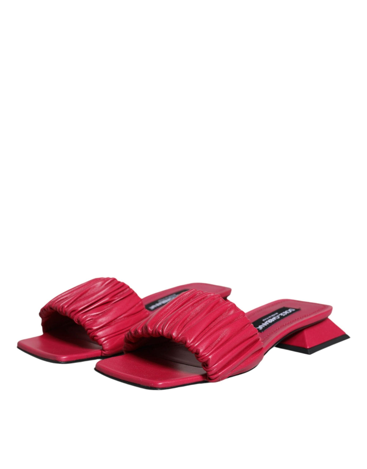 Dolce & Gabbana Fuchsia Leather Slides Flats Sandals Shoes