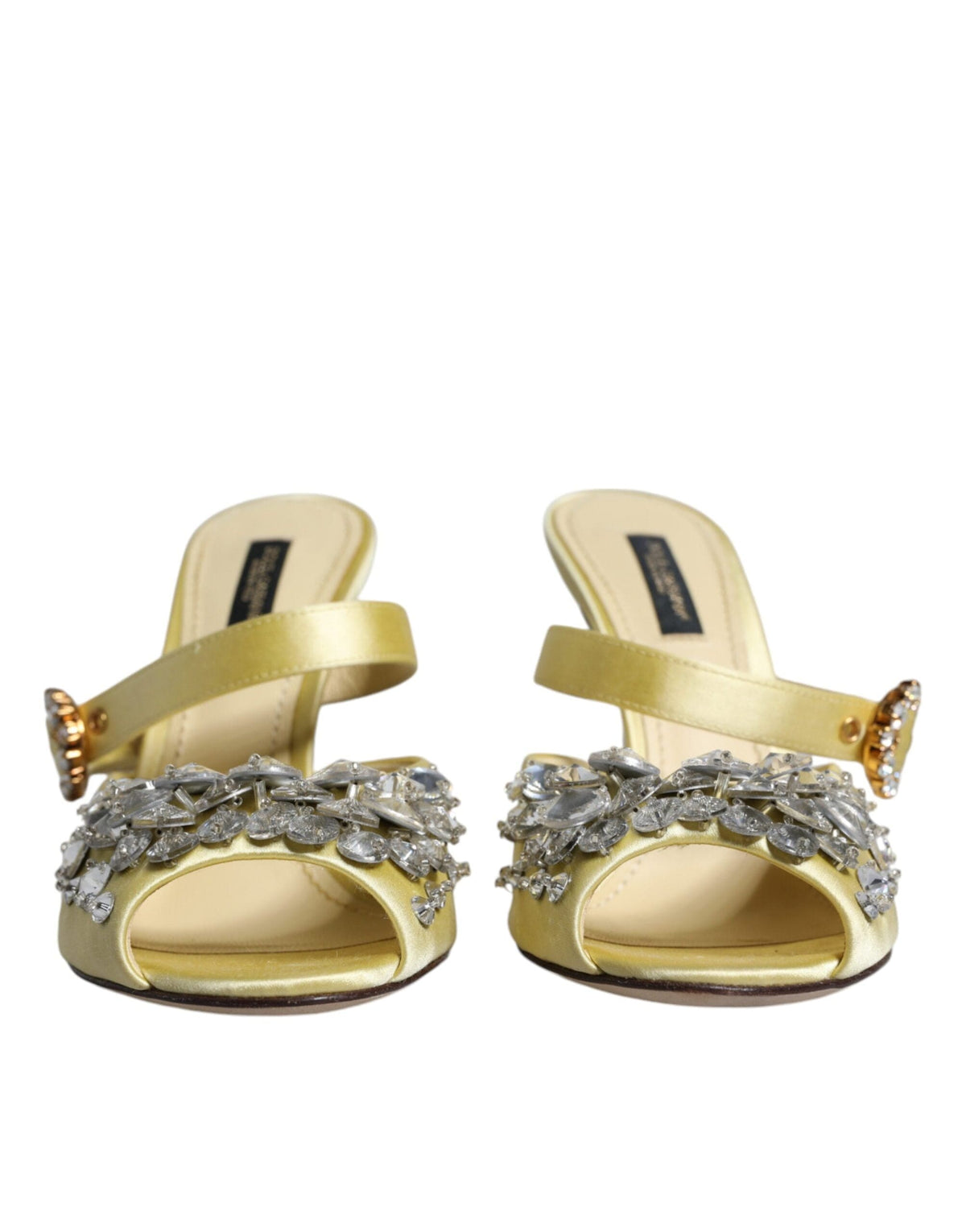 Dolce & Gabbana Yellow Crystal Slides Heels Sandals Shoes