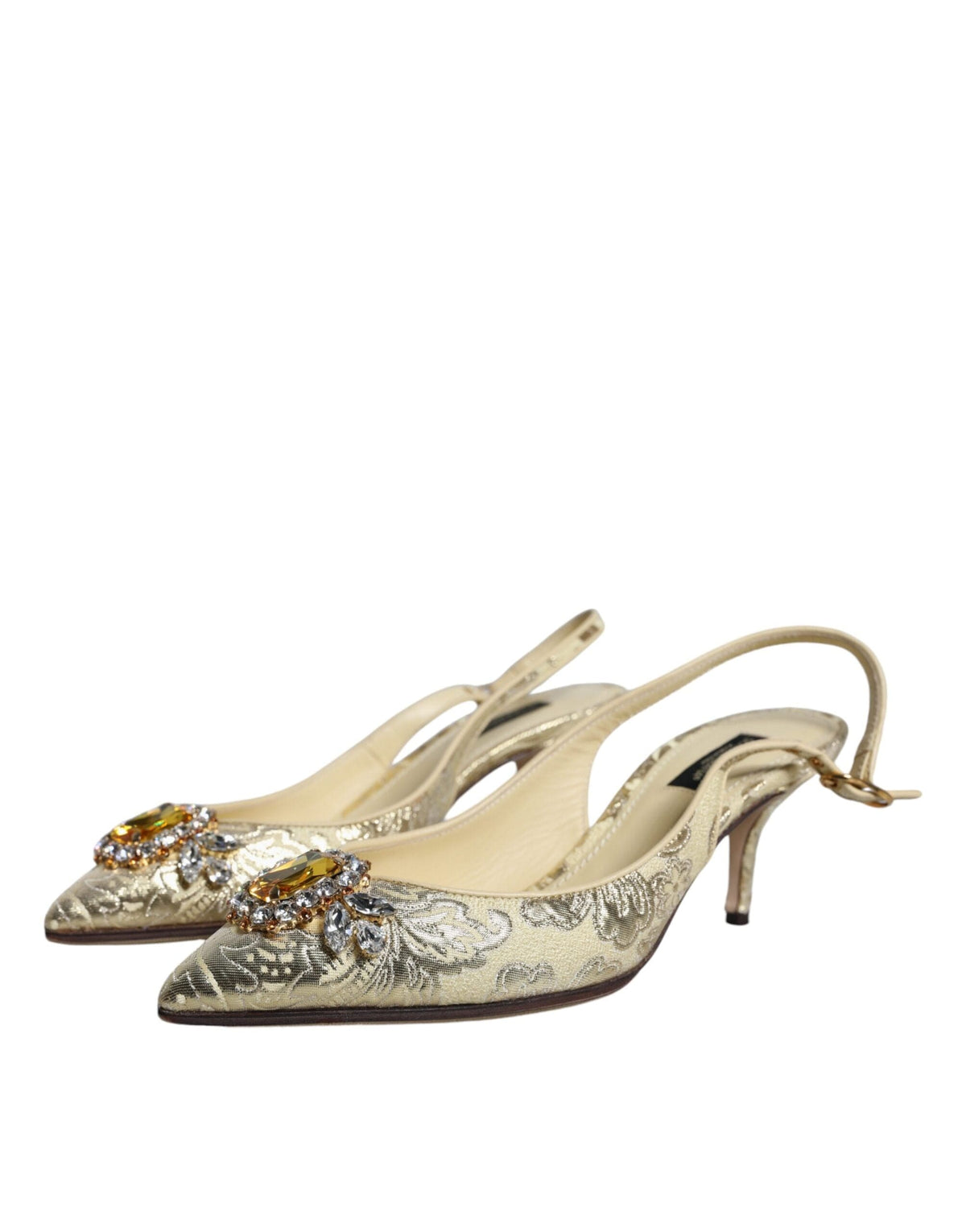 Escarpins Dolce &amp; Gabbana à talons et brides arrière en cristal doré