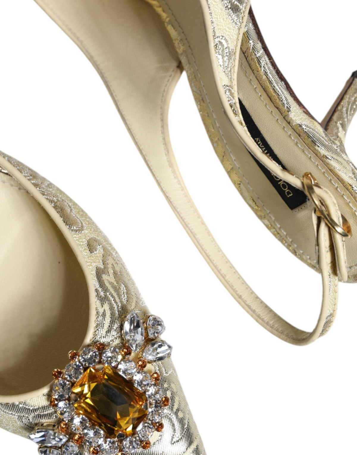 Escarpins Dolce &amp; Gabbana à talons et brides arrière en cristal doré