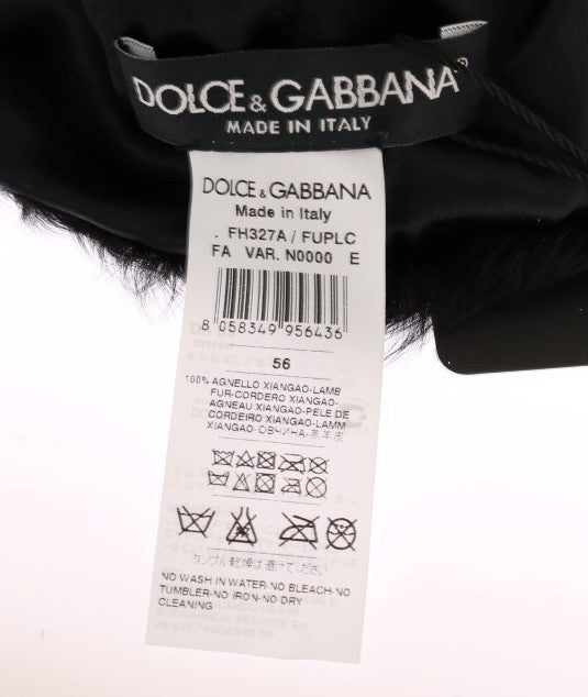 Gorro elegante de piel Xiangao en color negro de Dolce &amp; Gabbana