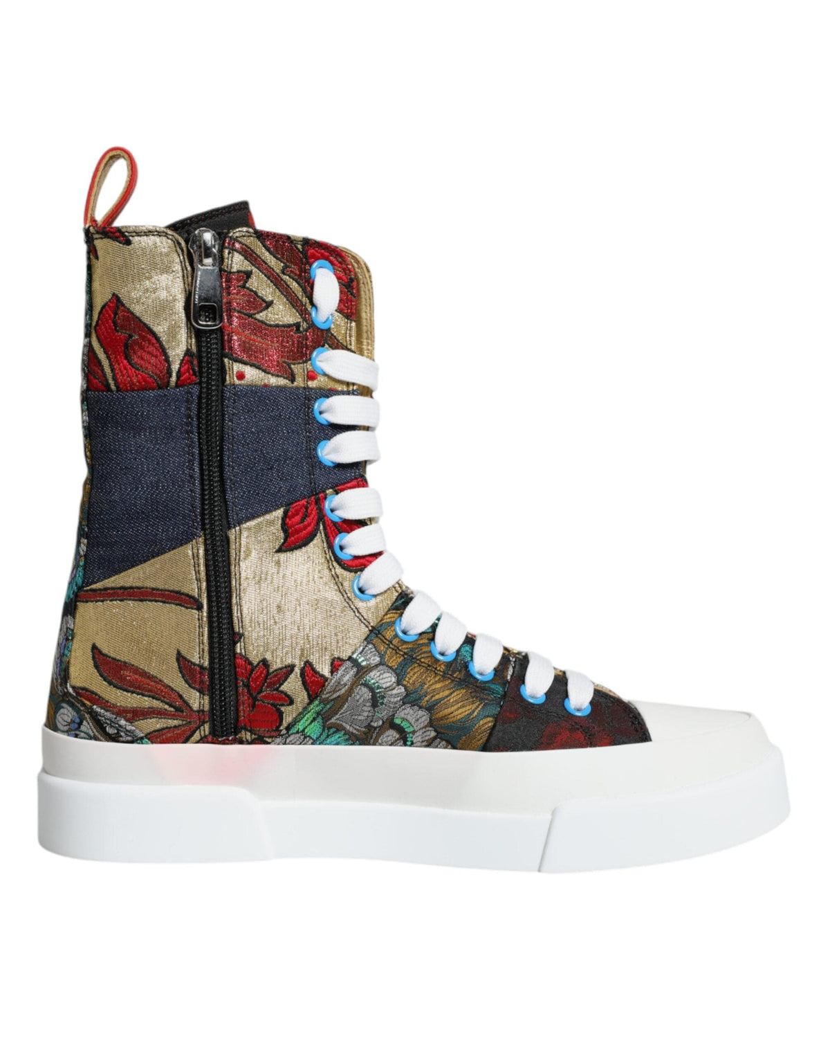 Dolce & Gabbana Multicolor Patchwork Logo High Top Sneakers Shoes