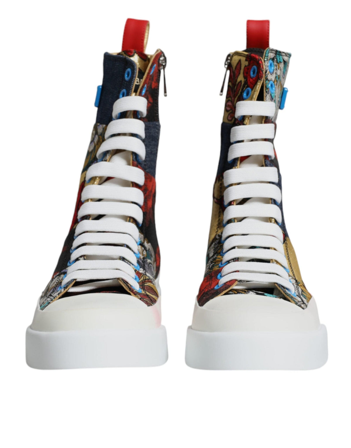 Dolce & Gabbana Multicolor Patchwork Logo High Top Sneakers Shoes