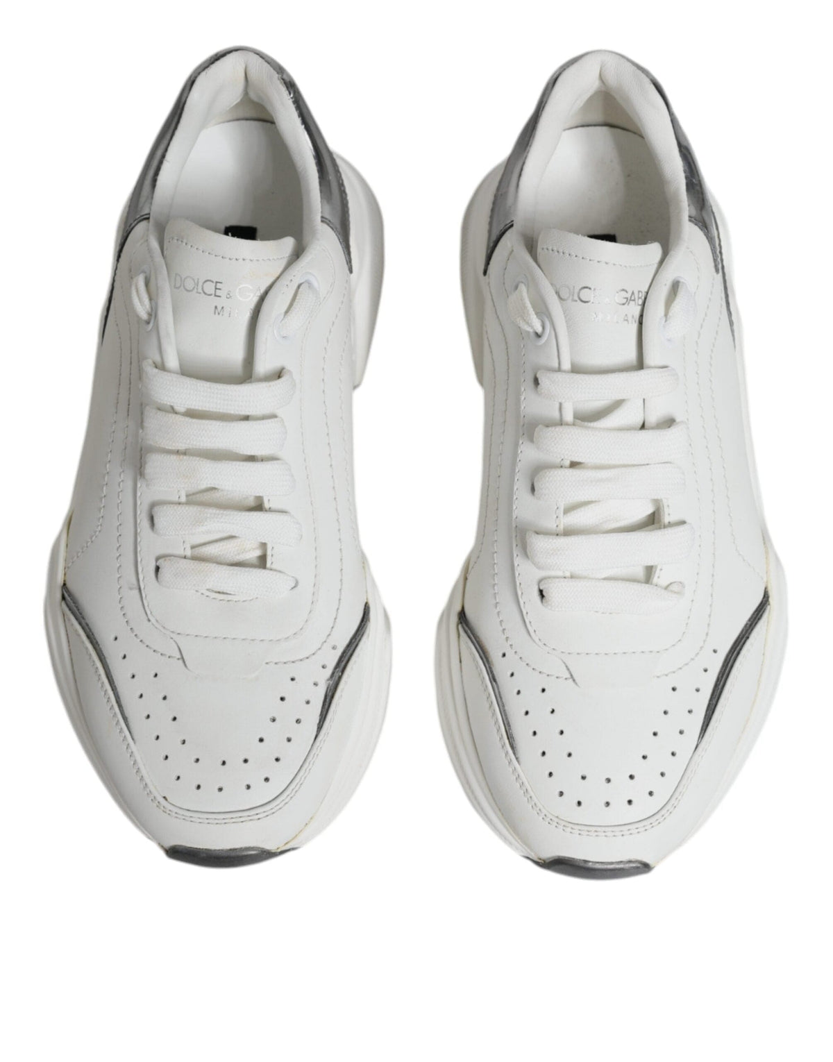 Dolce & Gabbana Silver White Daymaster Low Top Sneakers Shoes