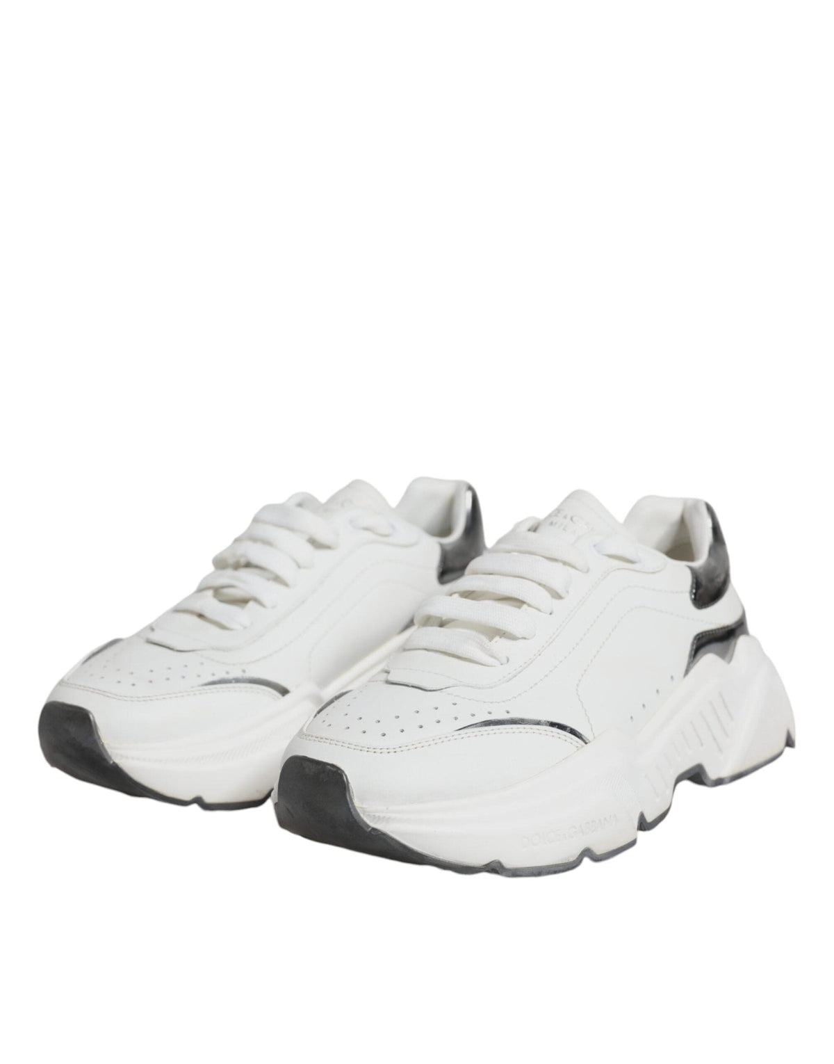 Dolce & Gabbana Silver White Daymaster Low Top Sneakers Shoes