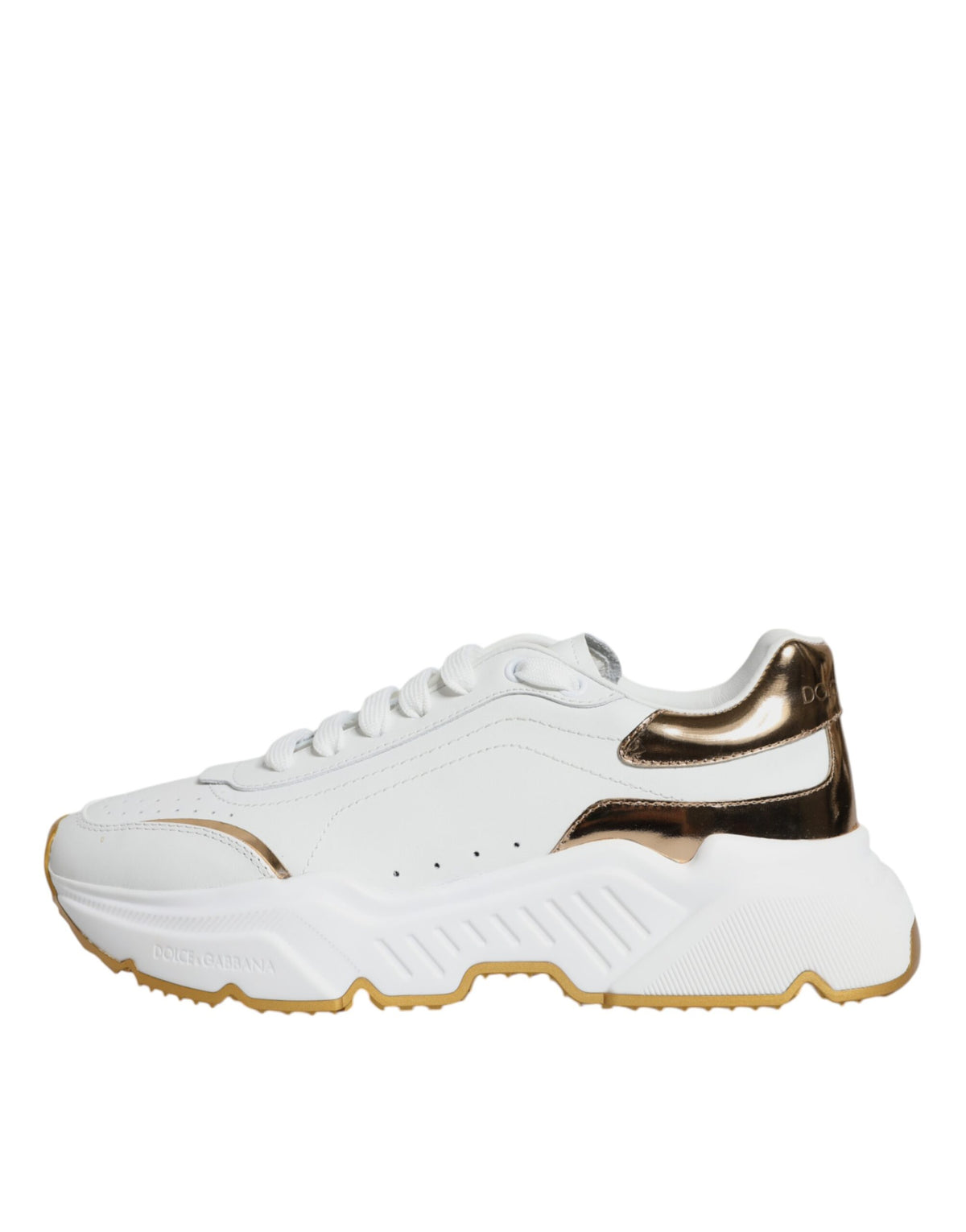 Dolce & Gabbana Gold White Daymaster Low Top Sneakers Shoes