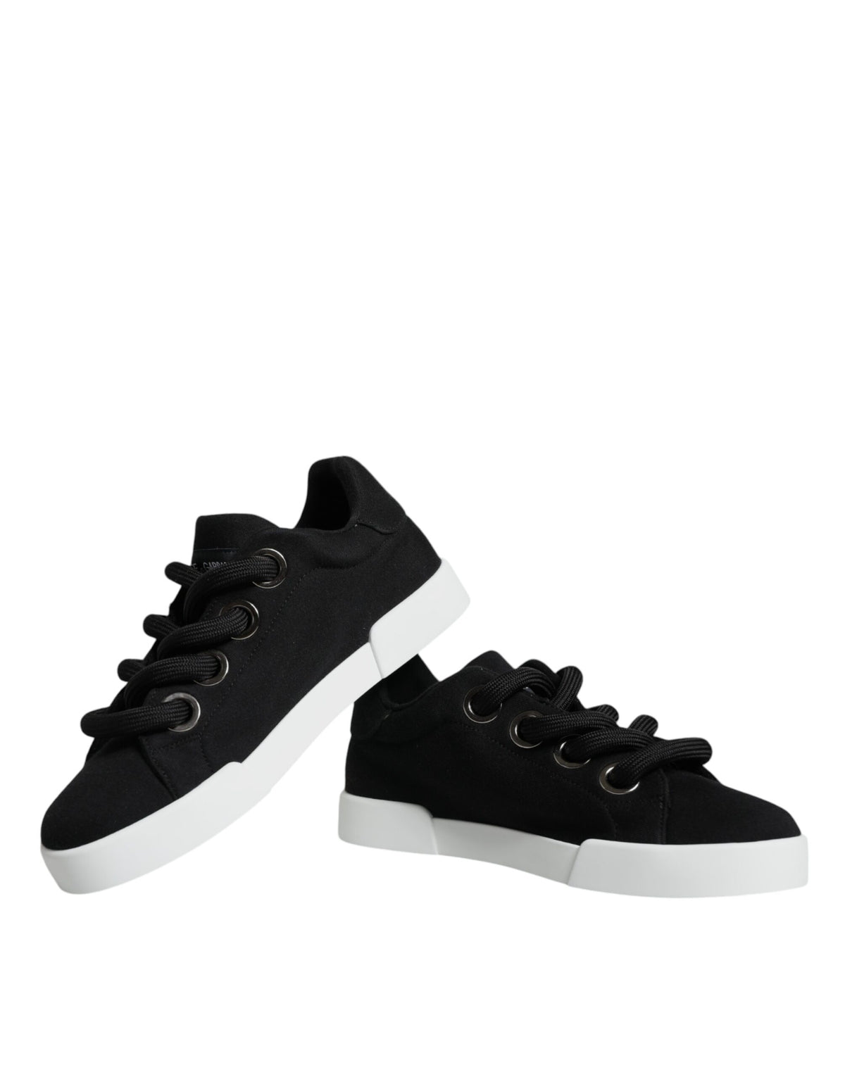 Dolce & Gabbana Black White Portofino Low Top Sneakers Shoes