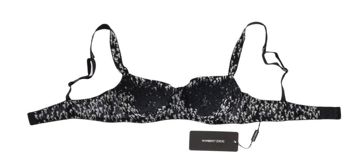 Soutien-gorge élégant en soie et dentelle florale noire Dolce &amp; Gabbana