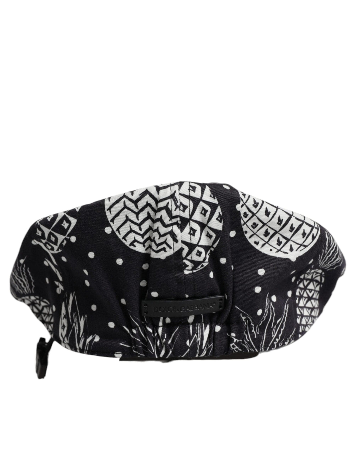 Dolce & Gabbana Black White Pineapple Print Newsboy Cap Hat