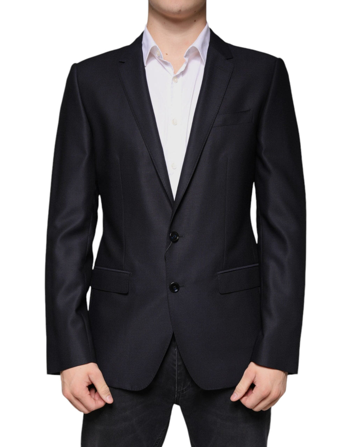 Dolce & Gabbana Black Wool Single Breasted Dress Coat Blazer