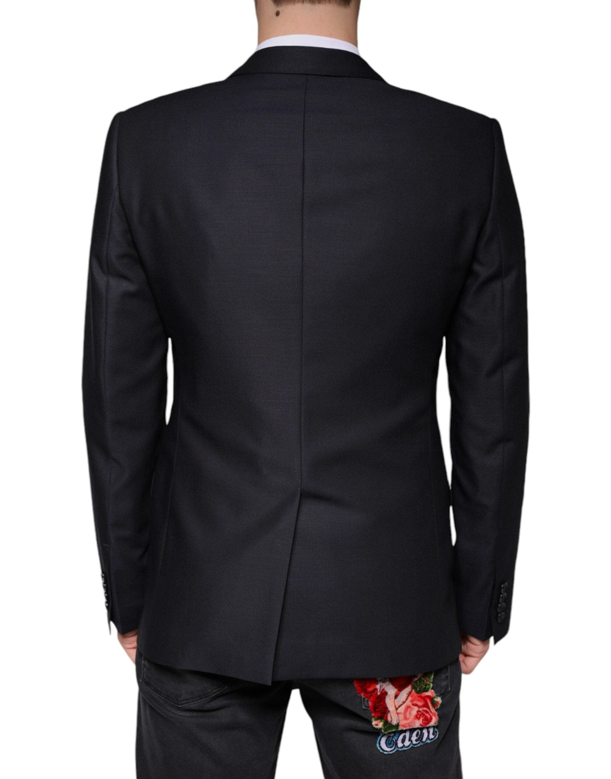 Dolce & Gabbana Black Wool Single Breasted Dress Coat Blazer