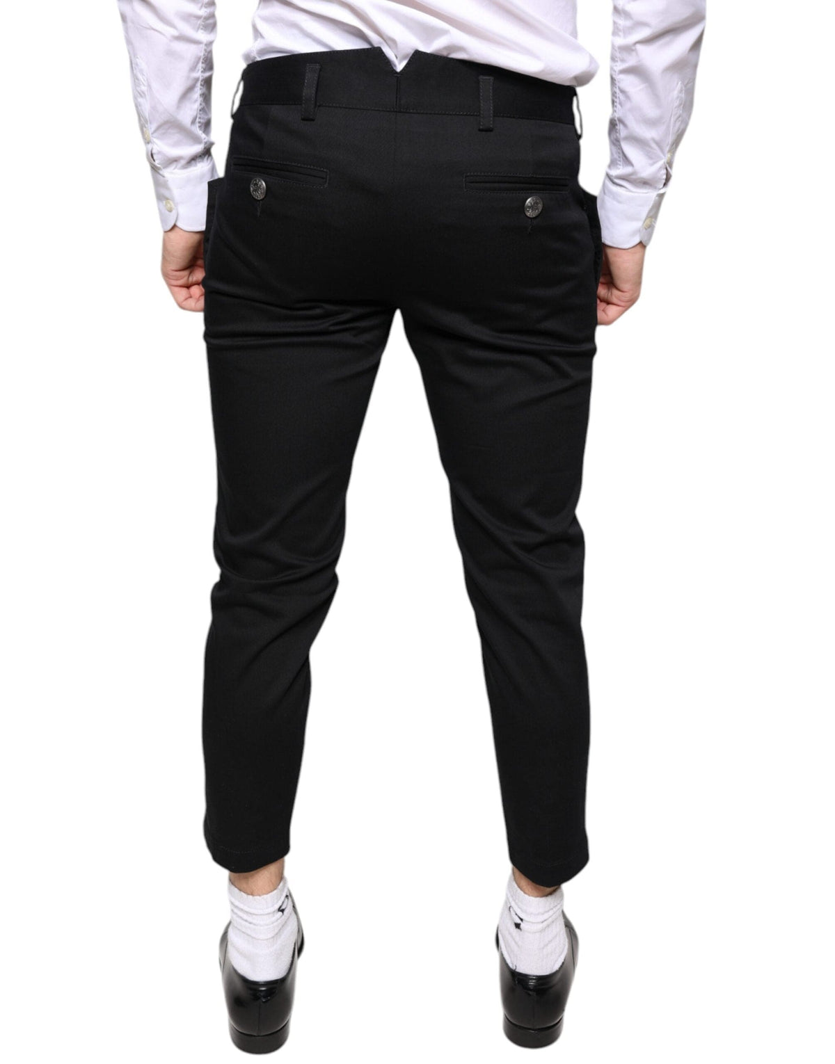 Dolce & Gabbana Black Cotton Embellished Cropped Pants