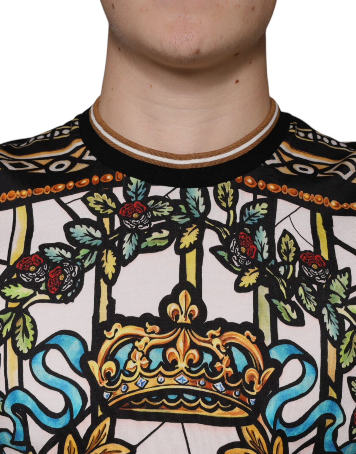 Dolce & Gabbana Multicolor Napoleon Print Cotton T-shirt