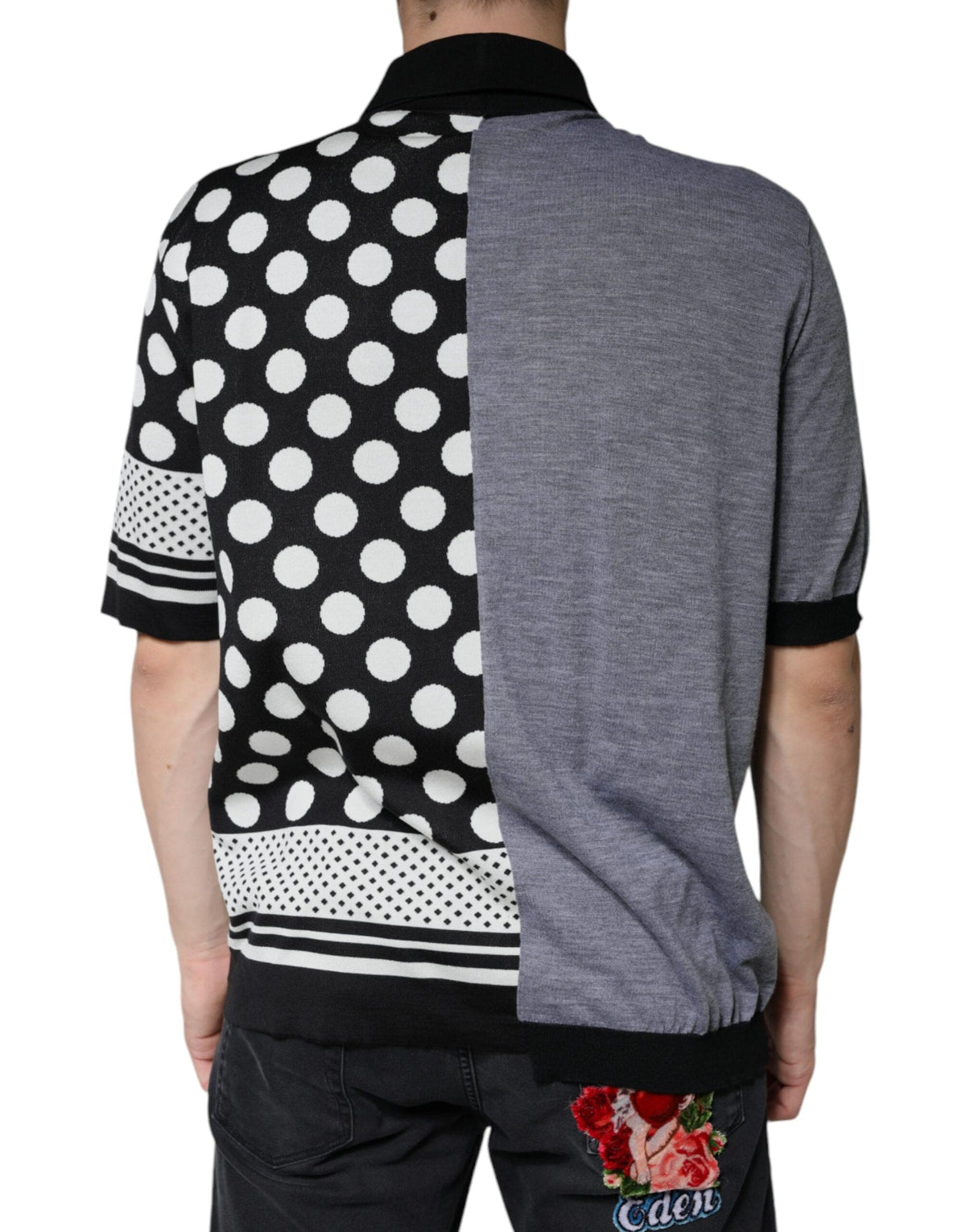 Dolce & Gabbana Black White Polka Dot Collared Polo T-shirt