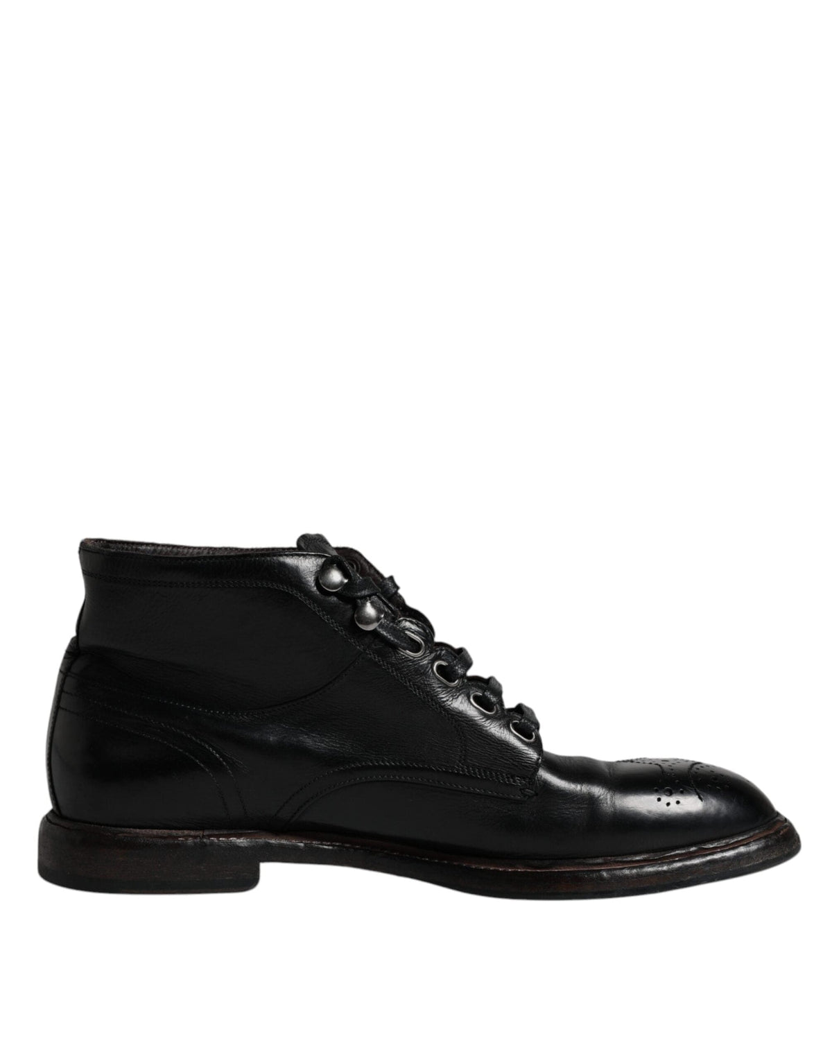 Bottines courtes à lacets en cuir noir Dolce &amp; Gabbana pour homme