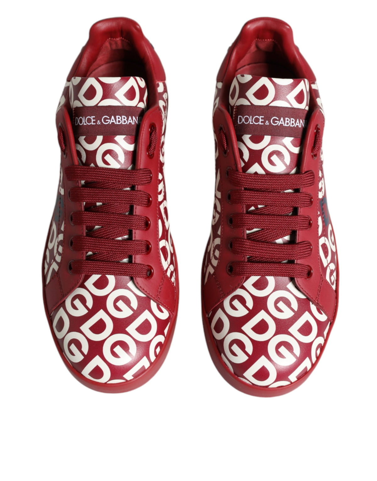 Dolce & Gabbana White Red Leather DG Mania Sneakers Shoes