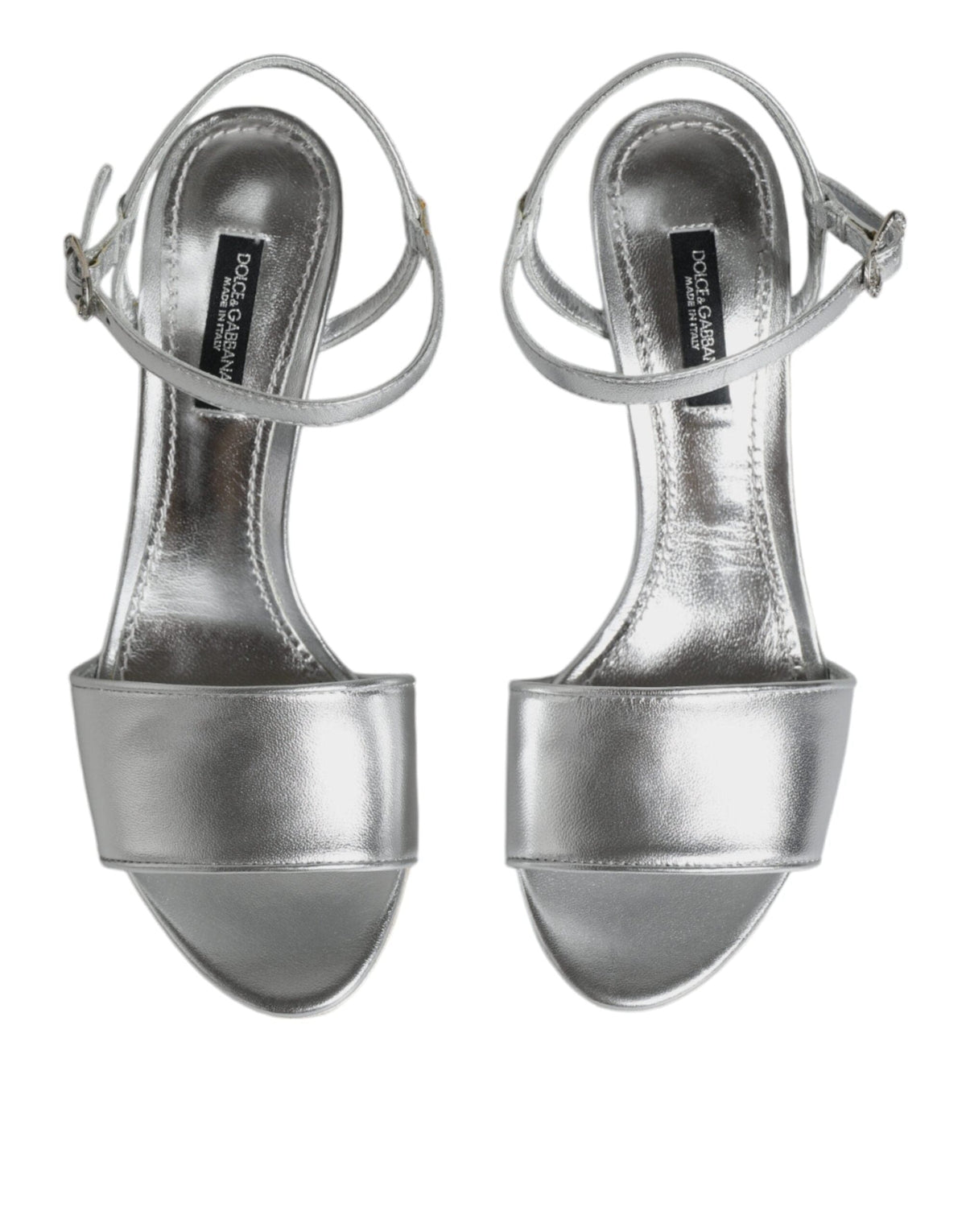 Dolce & Gabbana Silver KEIRA Heels Ankle Strap Sandals Shoes