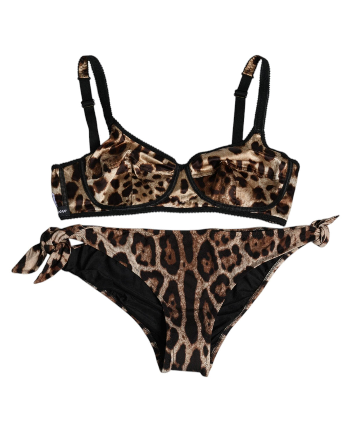 Dolce & Gabbana Brown Silk Stretch Leopard Bra Panty Underwear