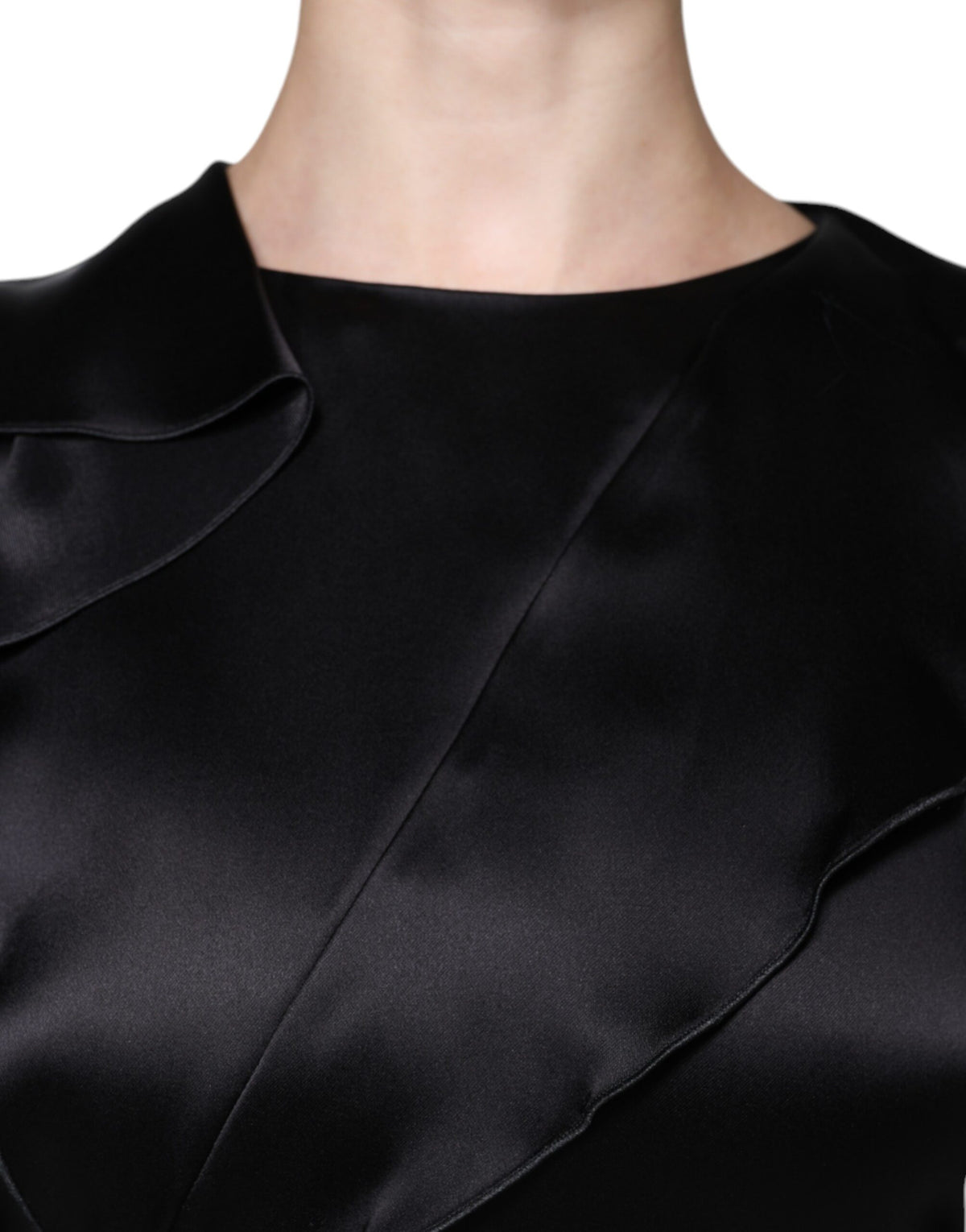 Emporio Armani Black Satin Long Sleeves Wrap Sheath Mini Dress JOHNYCARRIBEAN Emporio Armani Black Satin Long Sleeves Wrap Sheath Mini Dress JOHNYCARRIBEAN