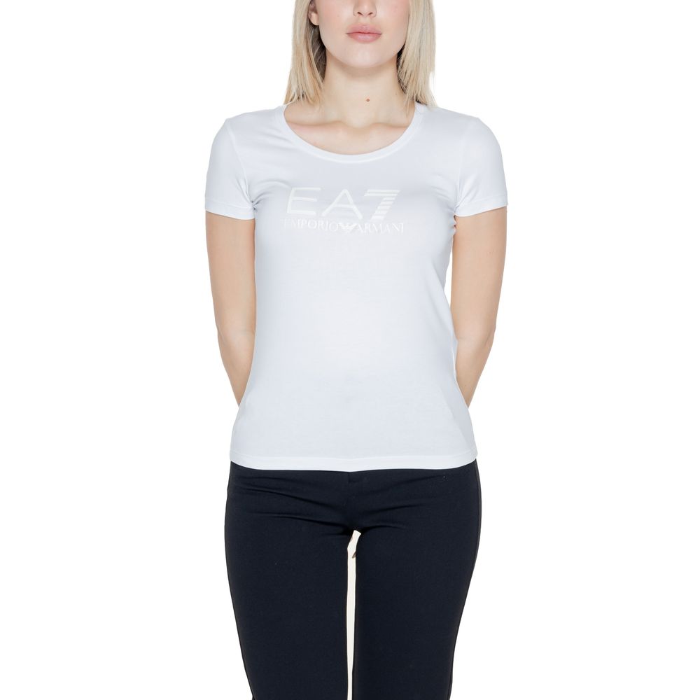 EA7 Emporio Armani Cream Cotton Tops & T-Shirt