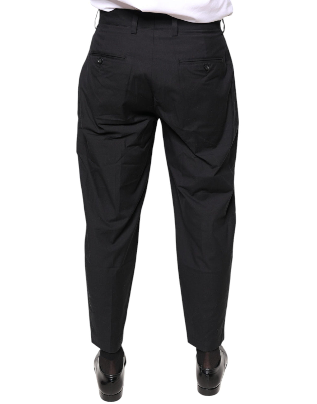 Dolce & Gabbana Black Crown Cotton Dress Pants